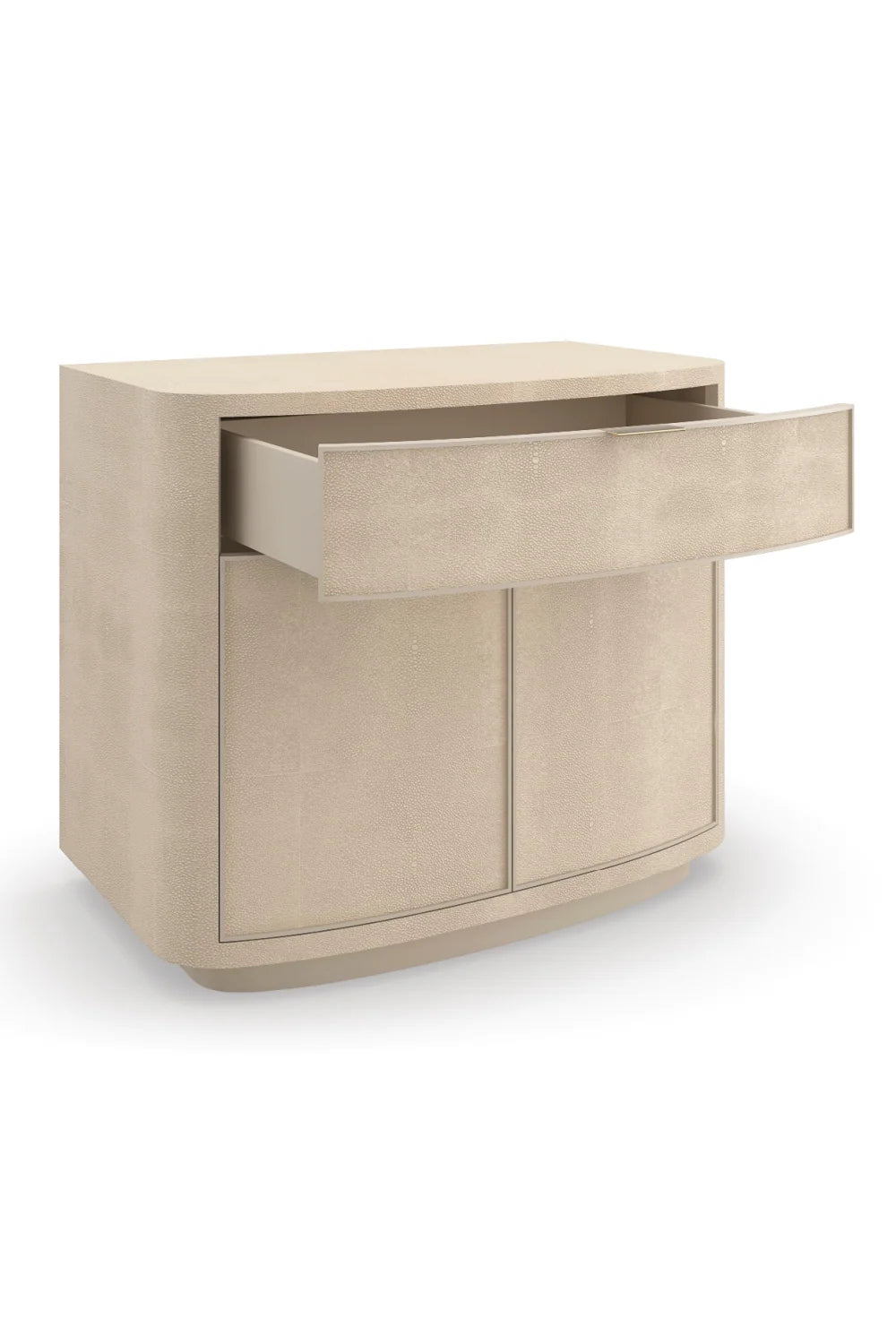 Luxury Modern Cream Shagreen Nightstand European Style for Villa