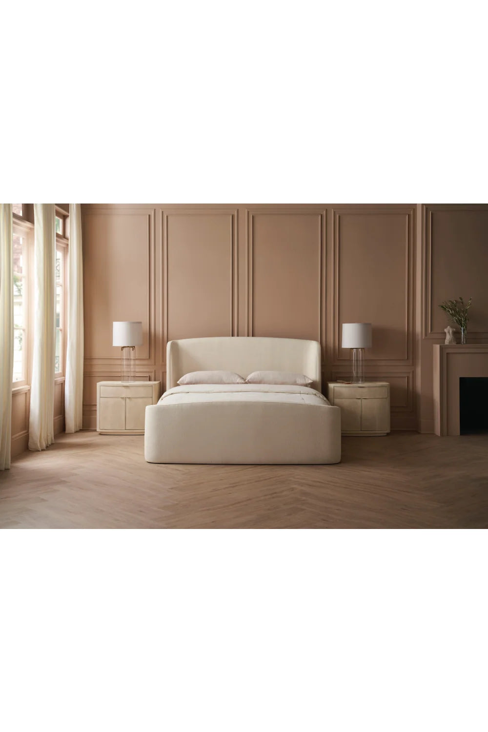 Luxury Modern Cream Shagreen Nightstand European Style for Villa