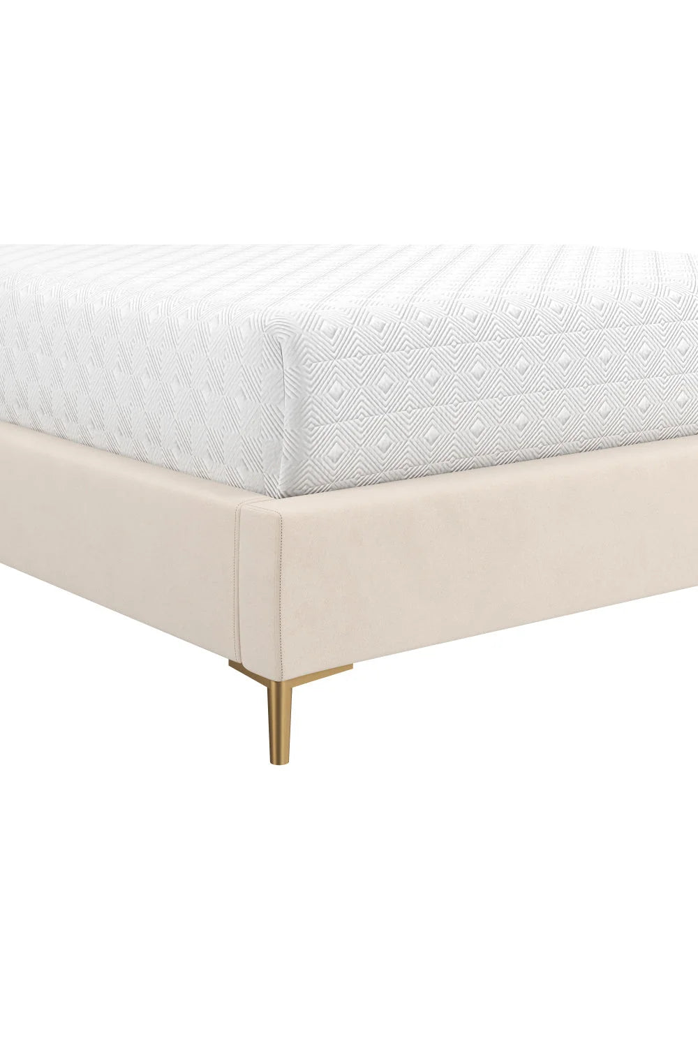 Luxury Modern Cream Tufted Fabric King Bed European Style for Villa