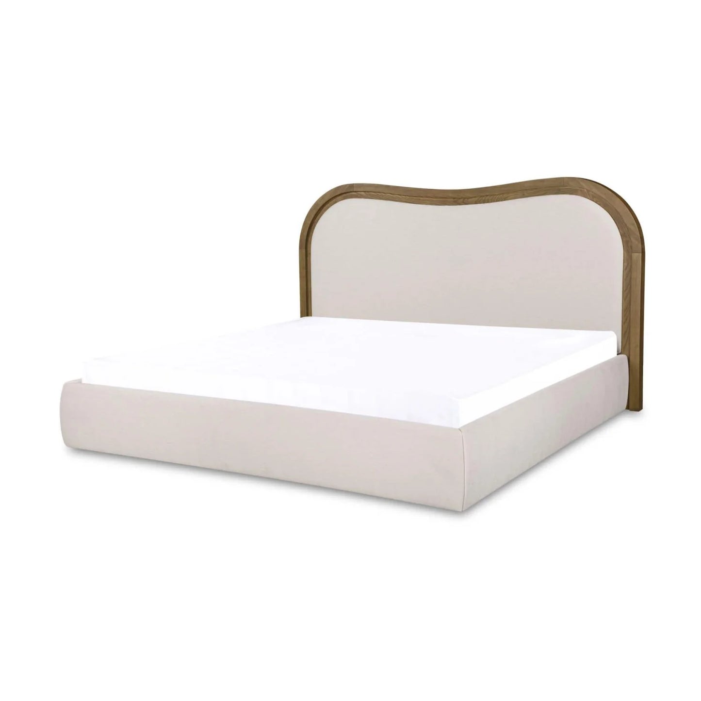 Luxury Modern Cream Upholstered Bed European Style for Villa