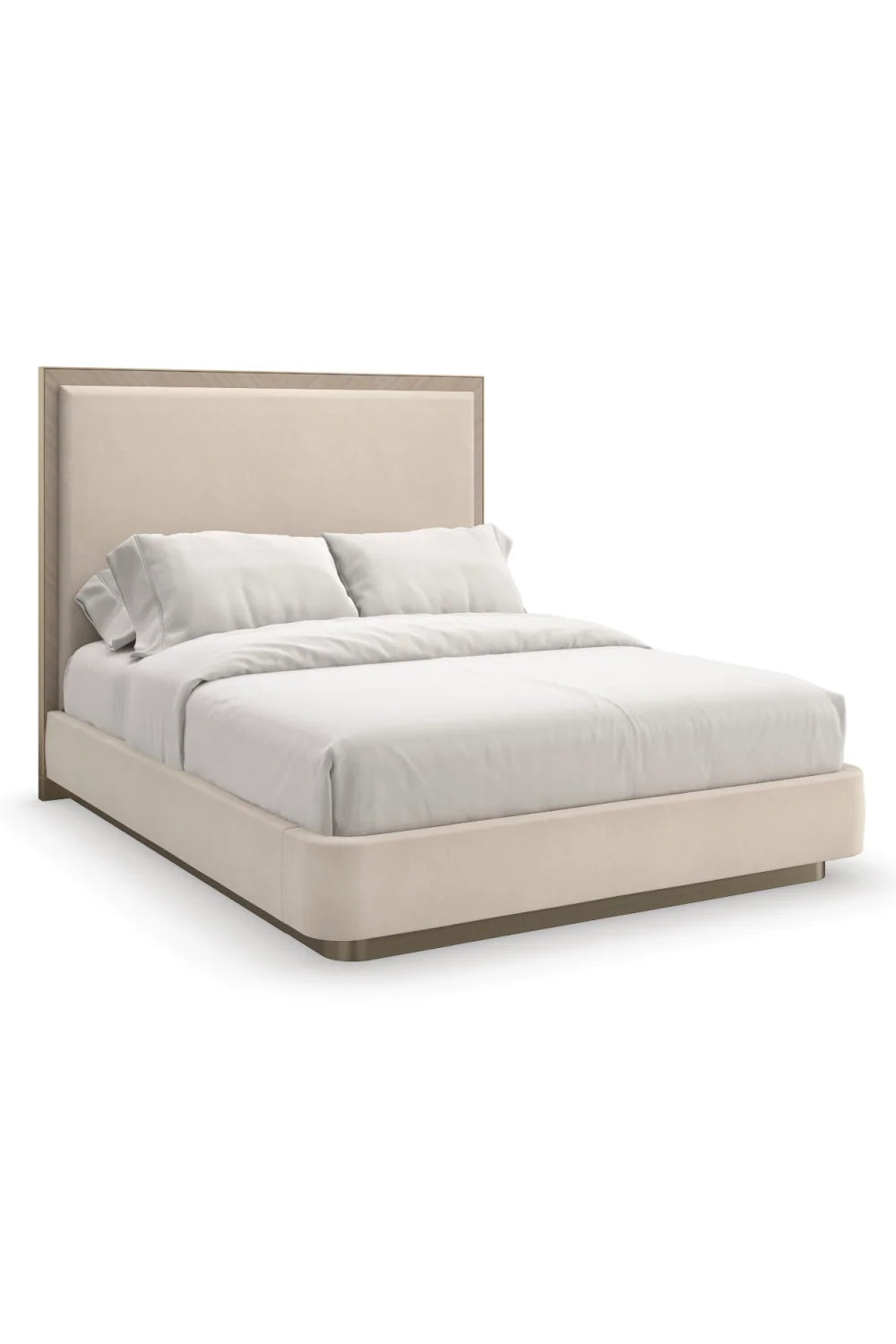 Luxury Modern Cream Upholstered Bed European Style for Villa
