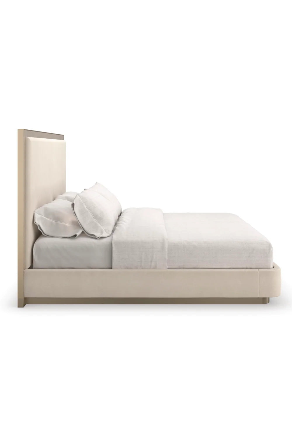 Luxury Modern Cream Upholstered Bed European Style for Villa