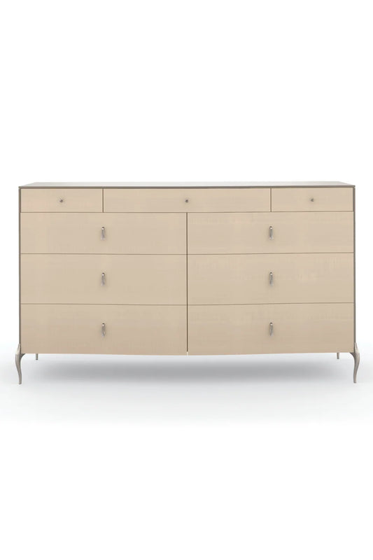 Luxury Modern Cream Wood 9-Drawer Dresser European Style for Villa