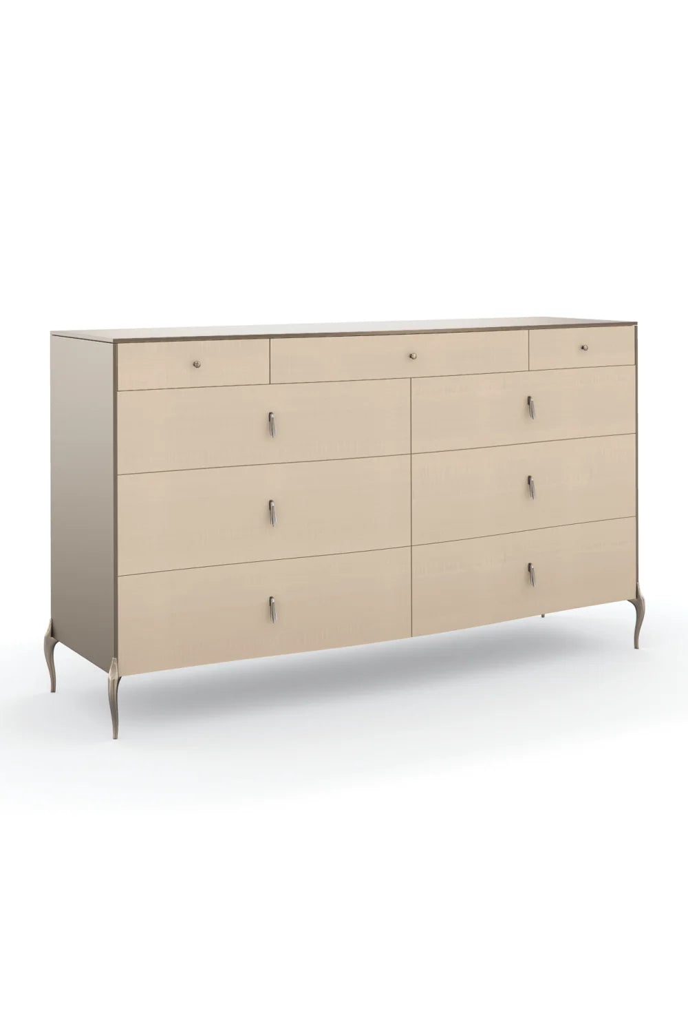 Luxury Modern Cream Wood 9-Drawer Dresser European Style for Villa