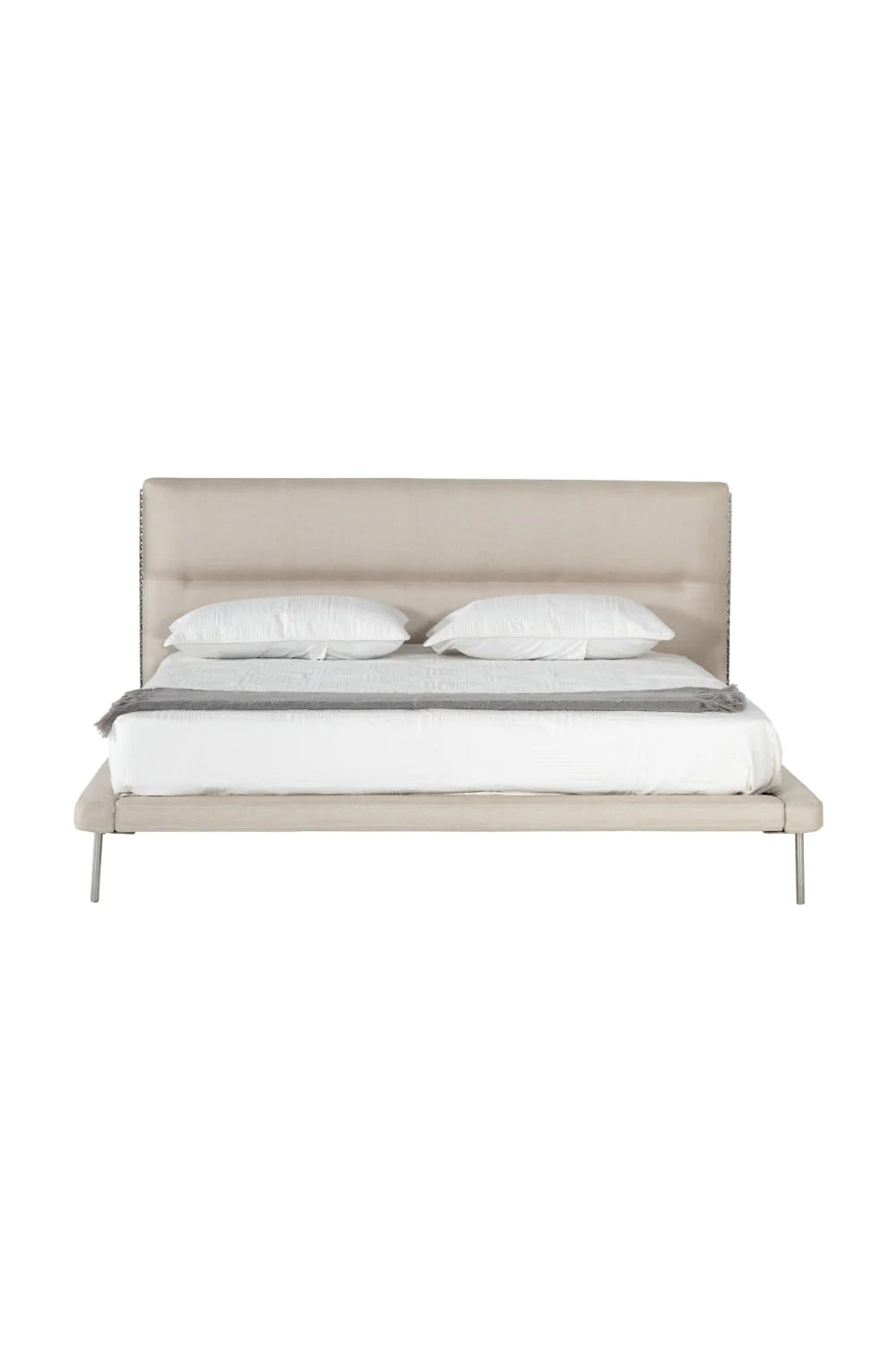 Luxury Modern Cream Woven Fabric Bed European Style for Villa