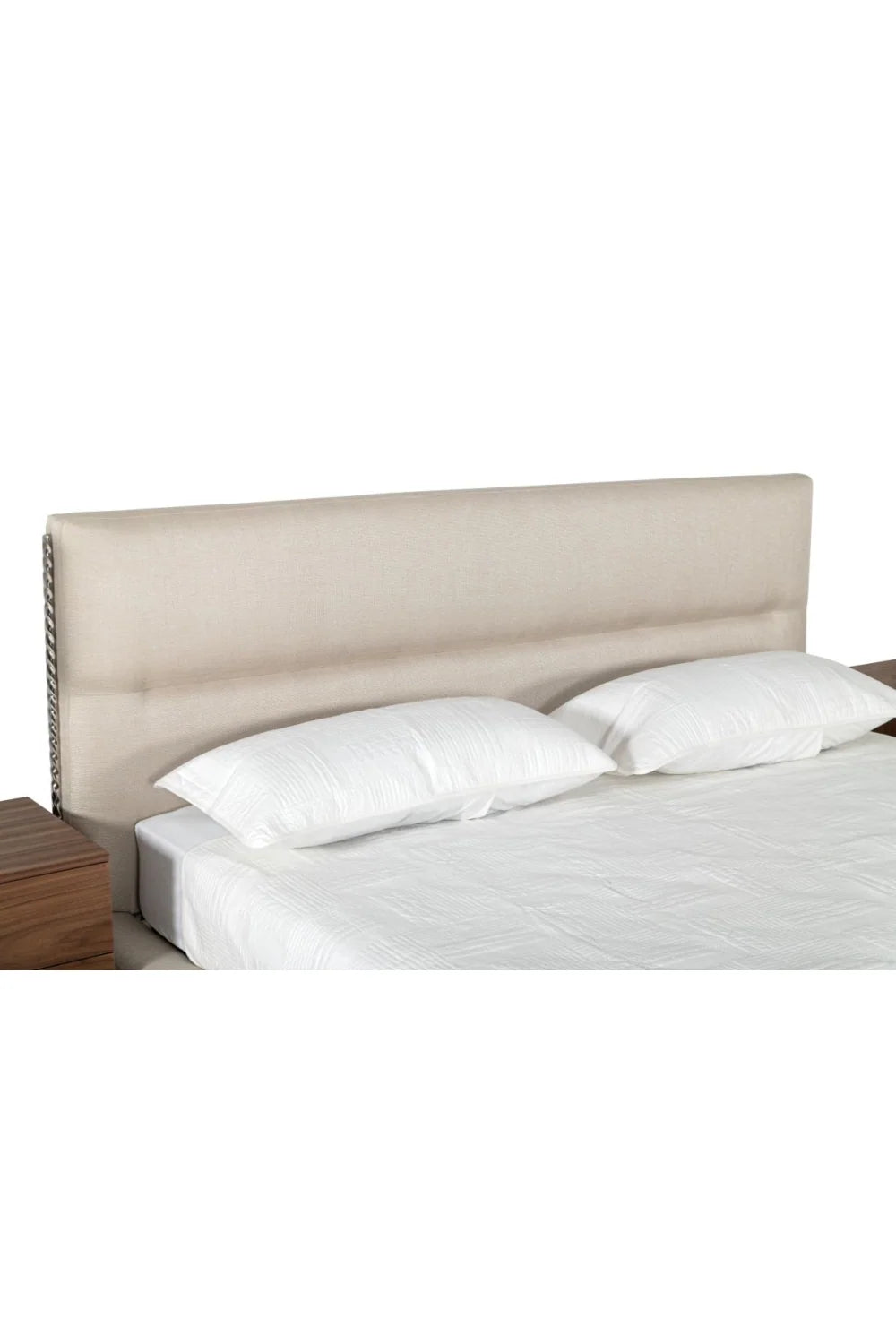 Luxury Modern Cream Woven Fabric Bed European Style for Villa