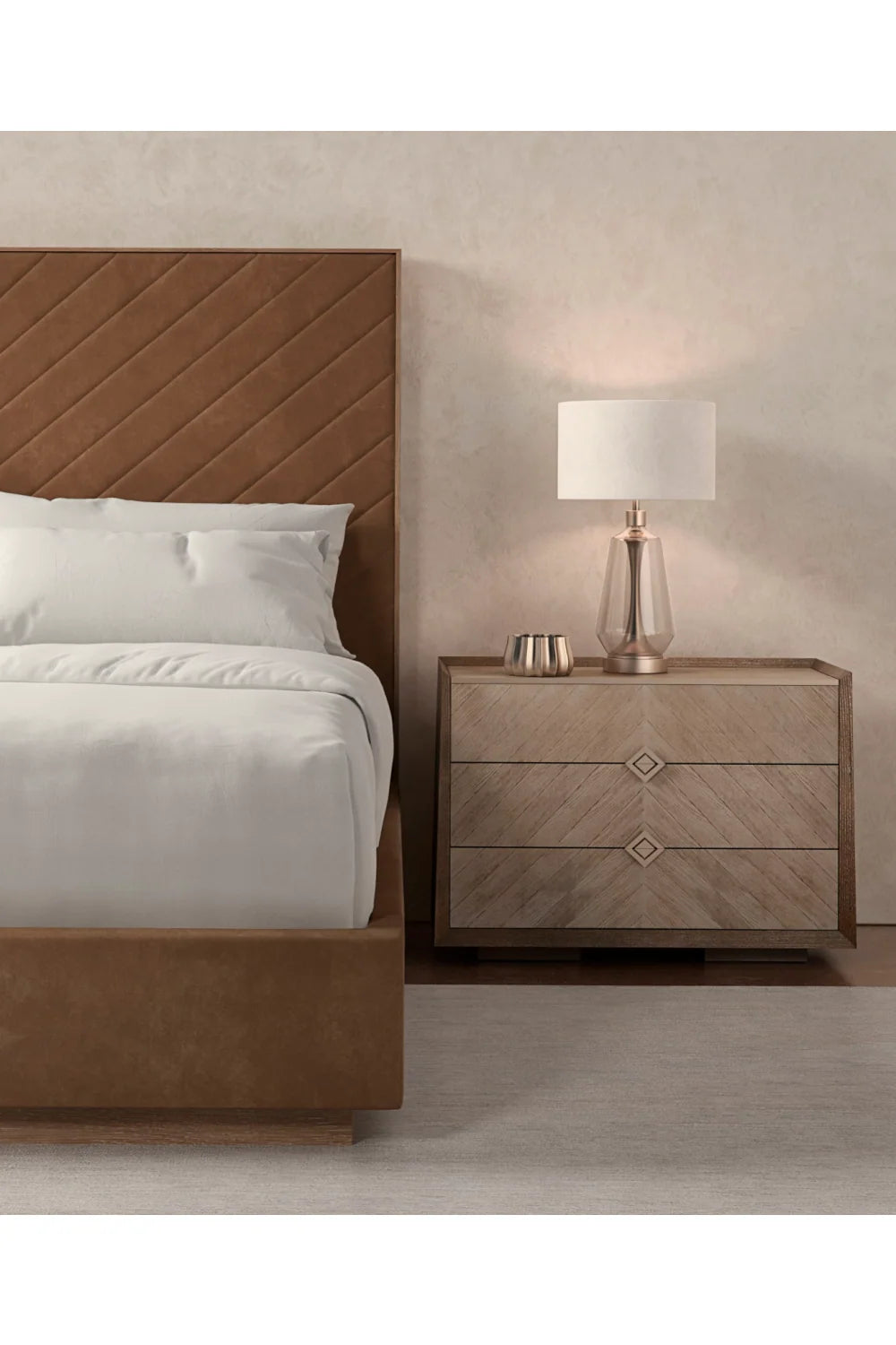 Luxury Modern Crossed Purposes Chevron Nightstand European Style for Villa