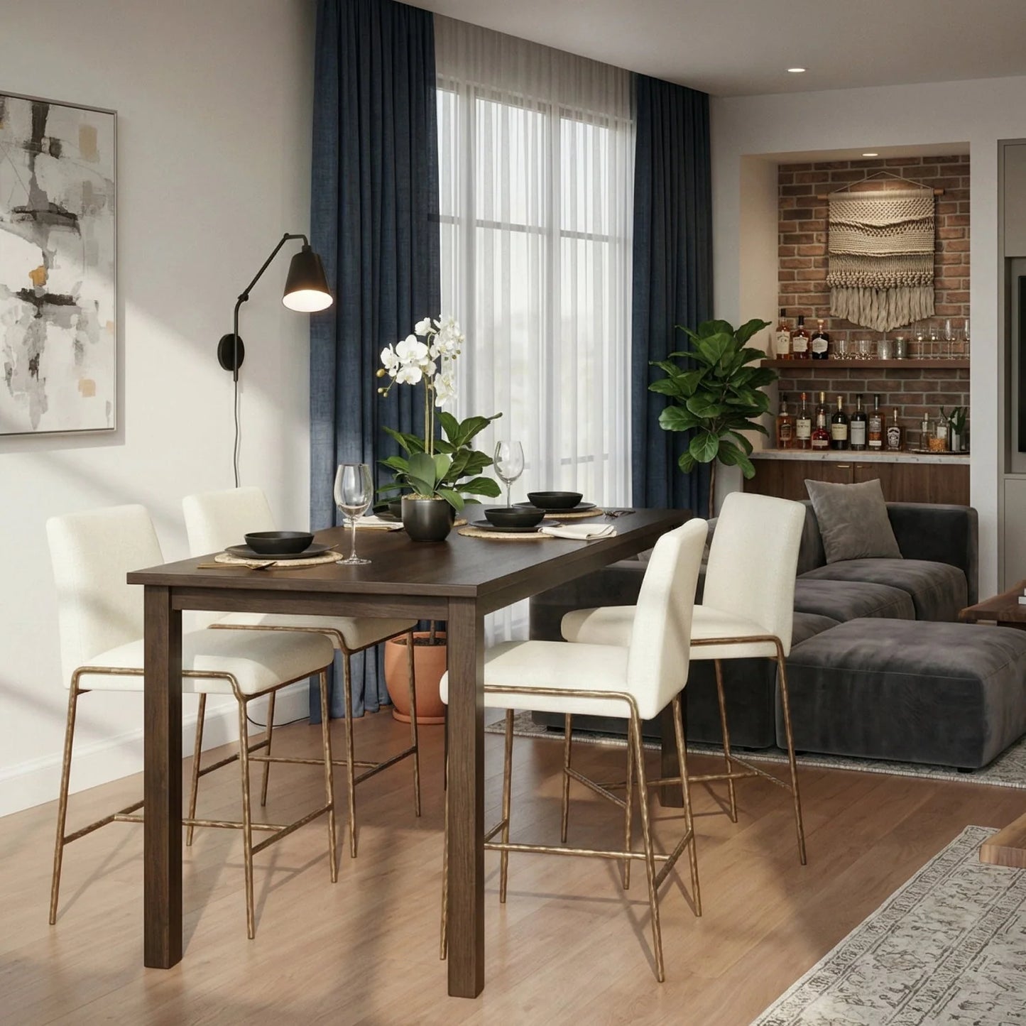 Luxury Modern Curved Counter Stool European Style for Villa