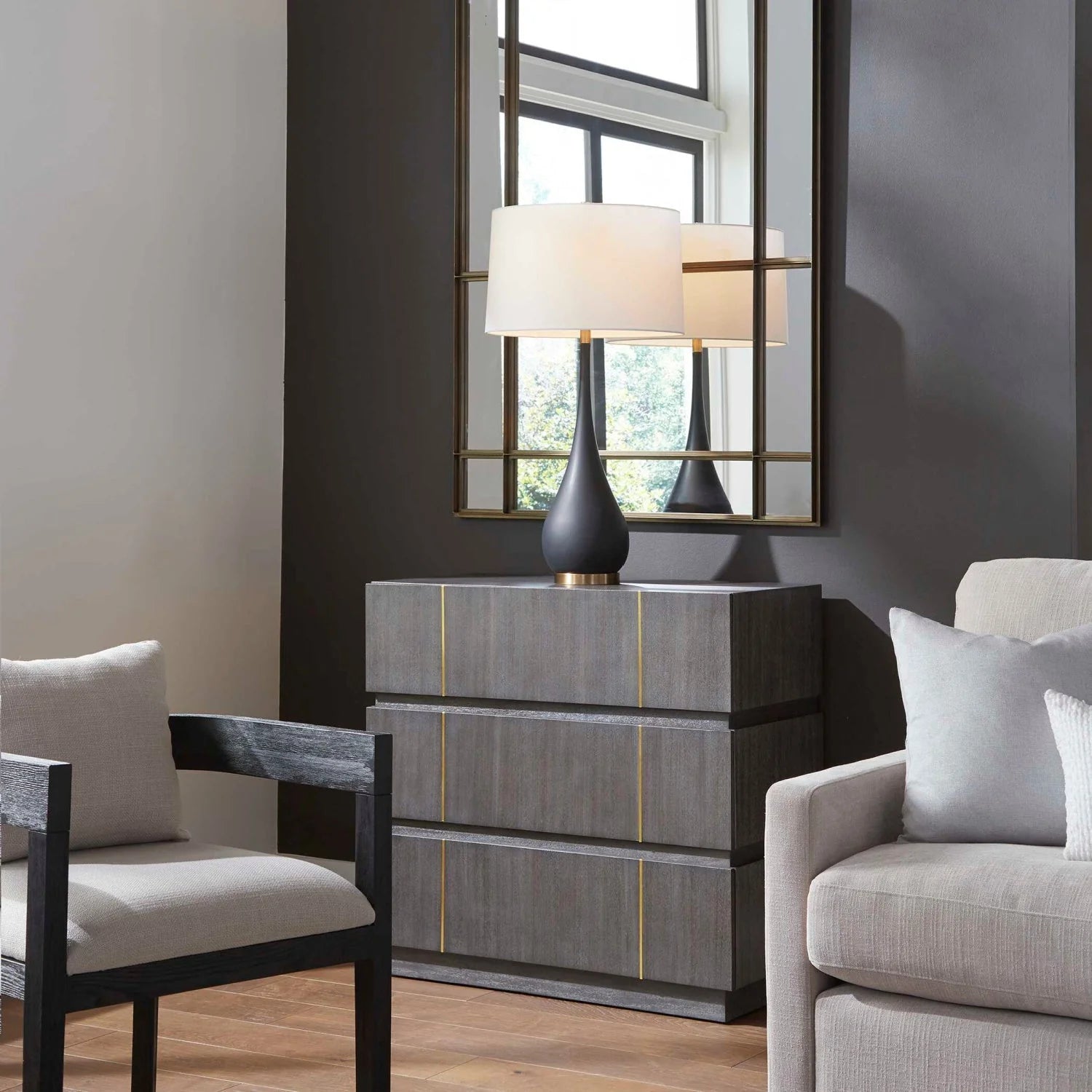 Luxury Modern Dark Acacia 3-Drawer Chest European Style for Villa
