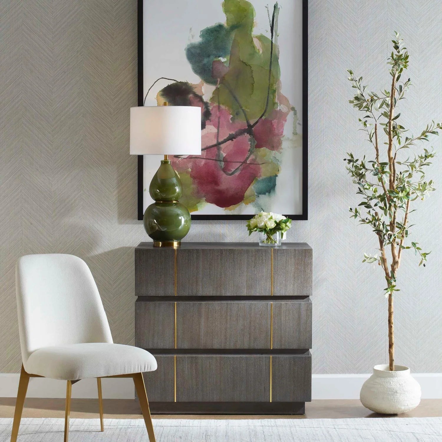 Luxury Modern Dark Acacia 3-Drawer Chest European Style for Villa