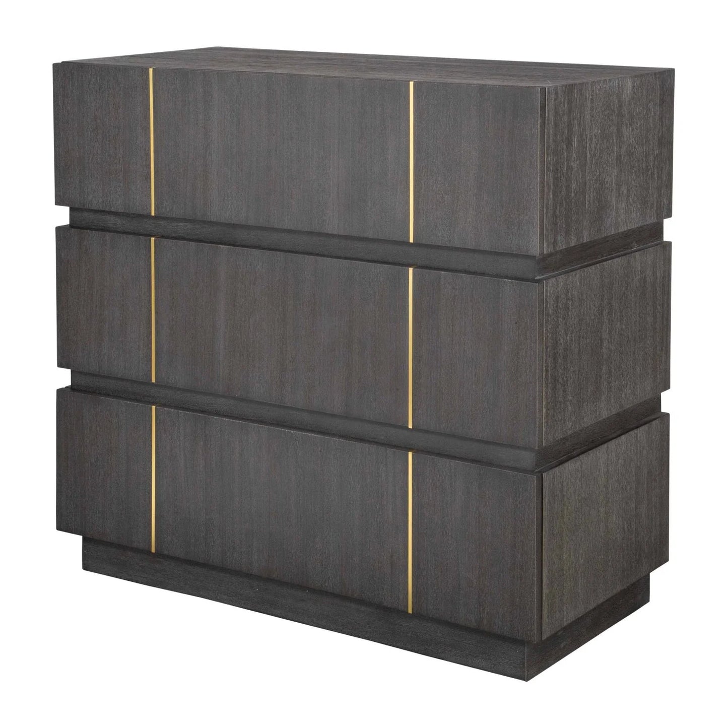 Luxury Modern Dark Acacia 3-Drawer Chest European Style for Villa