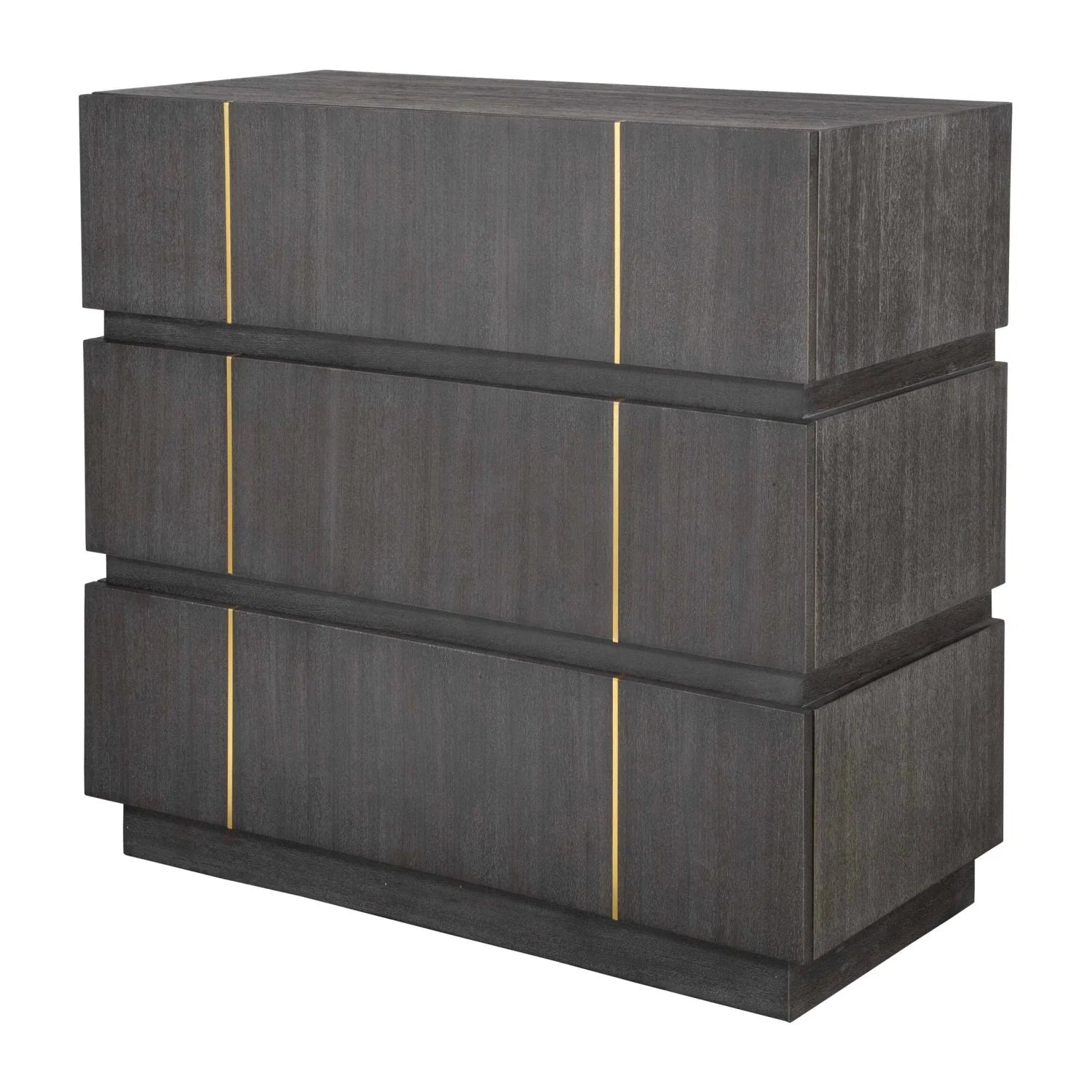 Luxury Modern Dark Acacia 3-Drawer Chest European Style for Villa