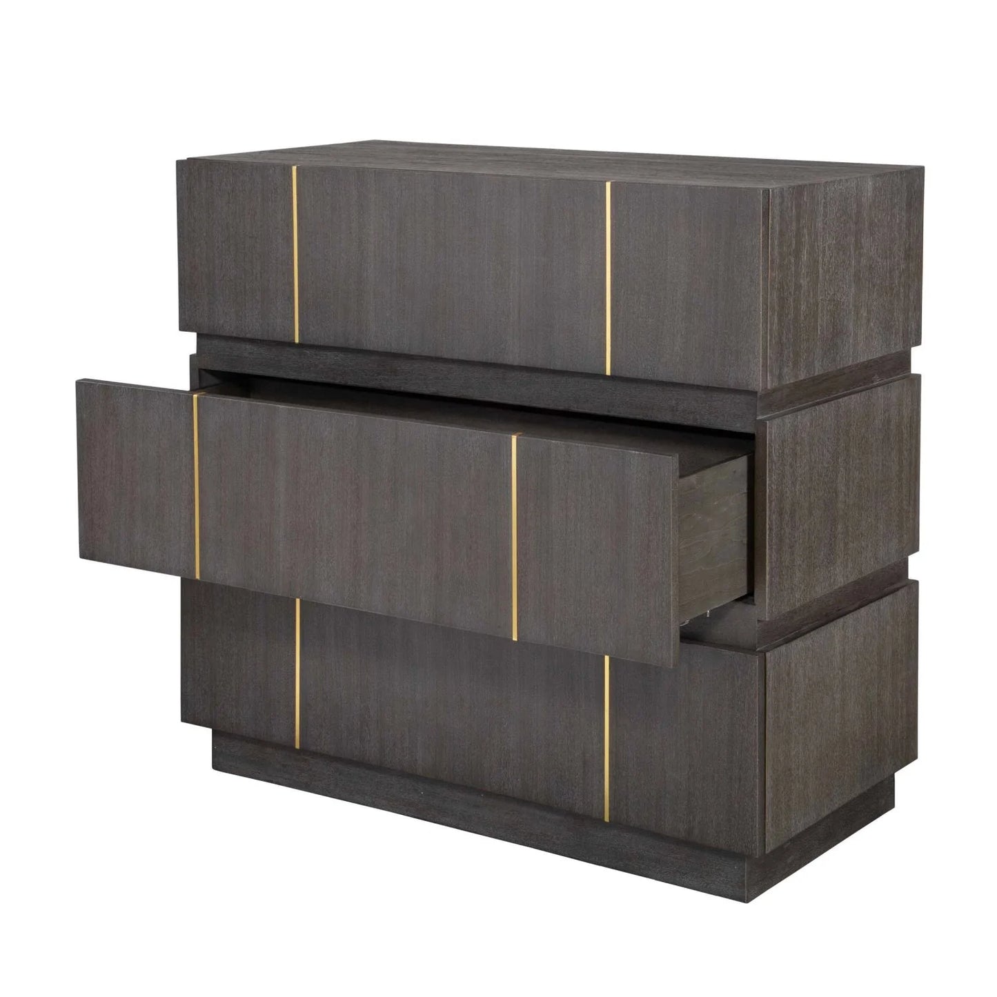 Luxury Modern Dark Acacia 3-Drawer Chest European Style for Villa