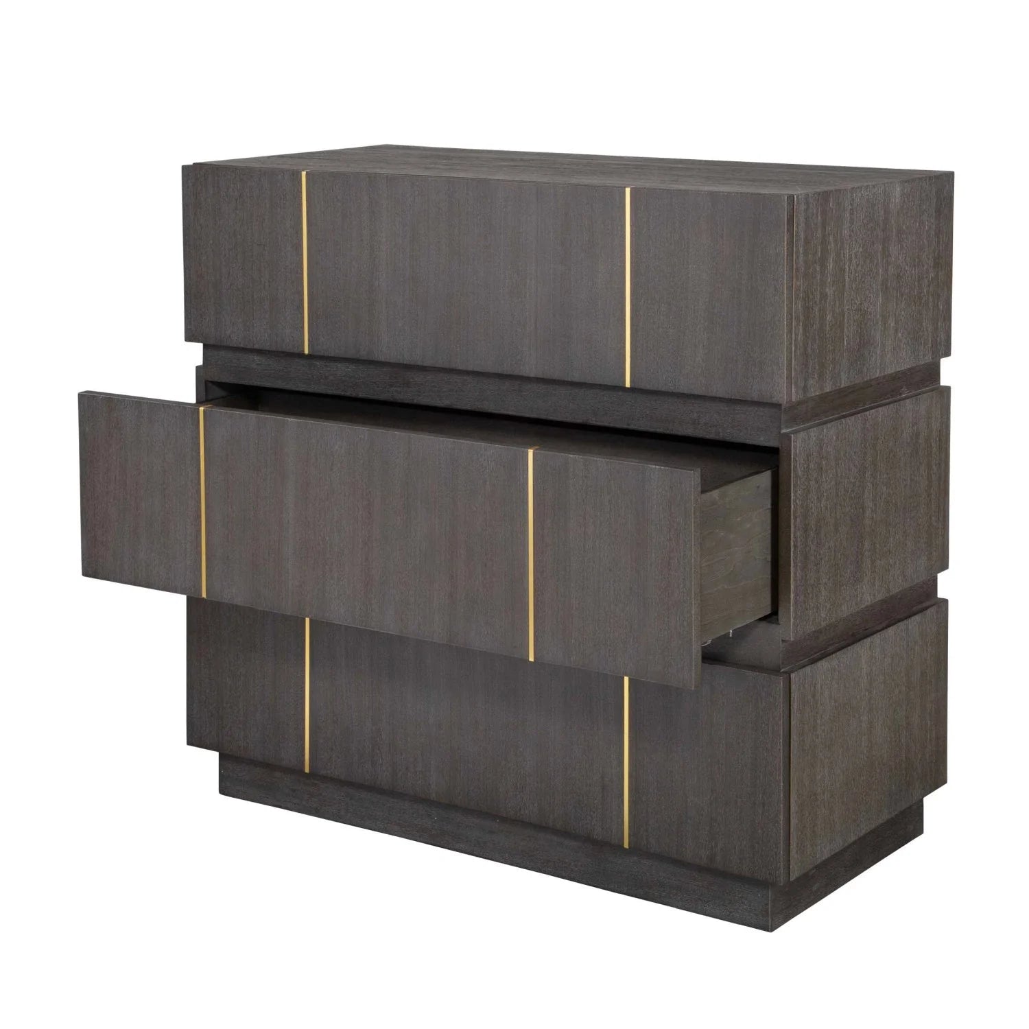 Luxury Modern Dark Acacia 3-Drawer Chest European Style for Villa
