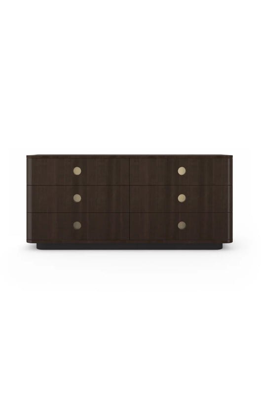 Luxury Modern Dark Brown 6 Drawer Dresser European Style for Villa