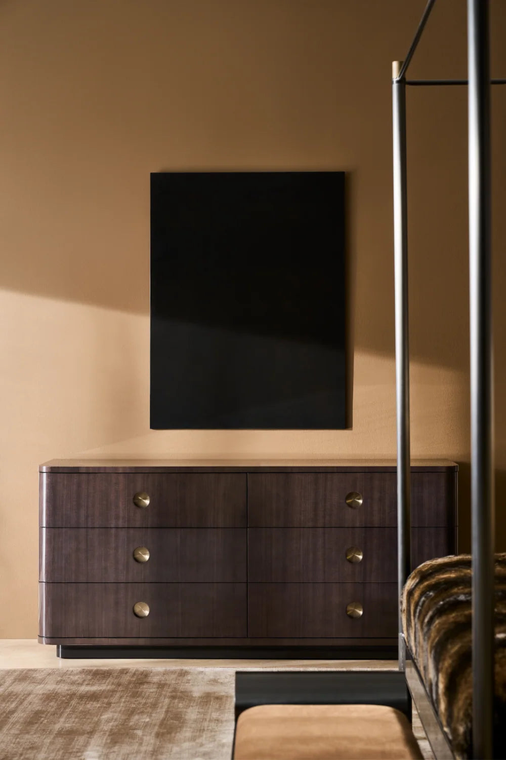 Luxury Modern Dark Brown 6 Drawer Dresser European Style for Villa