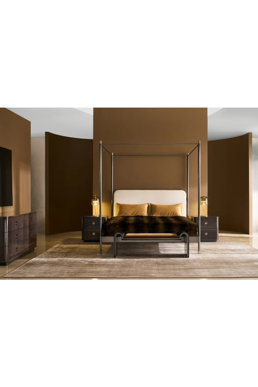 Luxury Modern Dark Brown 6 Drawer Dresser European Style for Villa