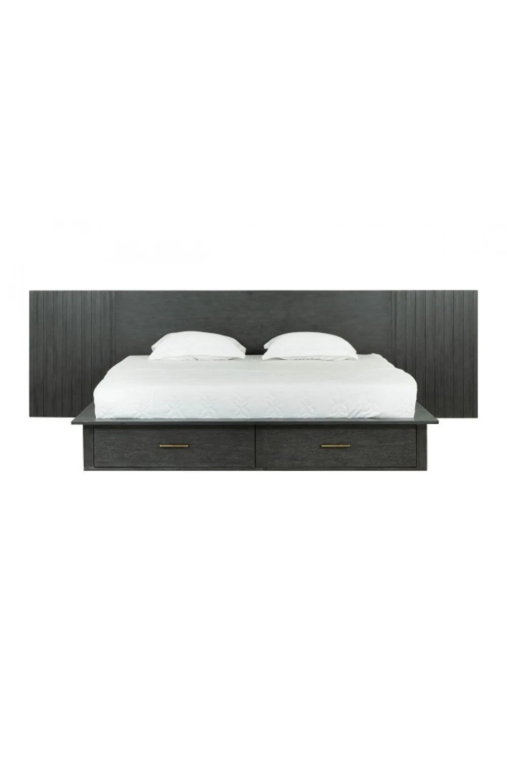 Luxury Modern Dark Gray 2-Drawer Storage Bed European Style for Villa
