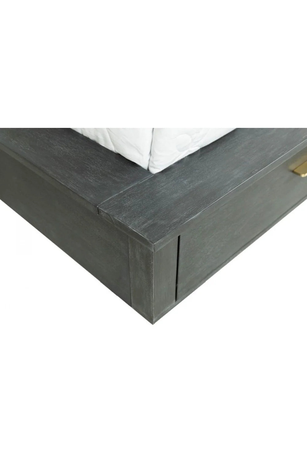 Luxury Modern Dark Gray 2-Drawer Storage Bed European Style for Villa