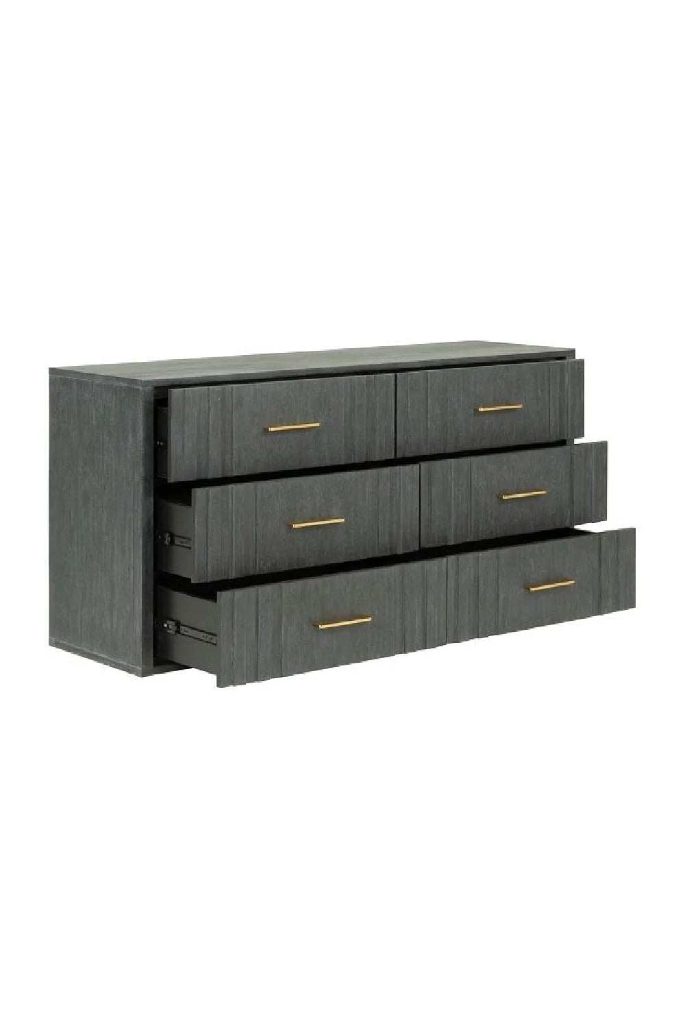 Luxury Modern Dark Gray Acacia 6-Drawer Dresser European Style for Villa