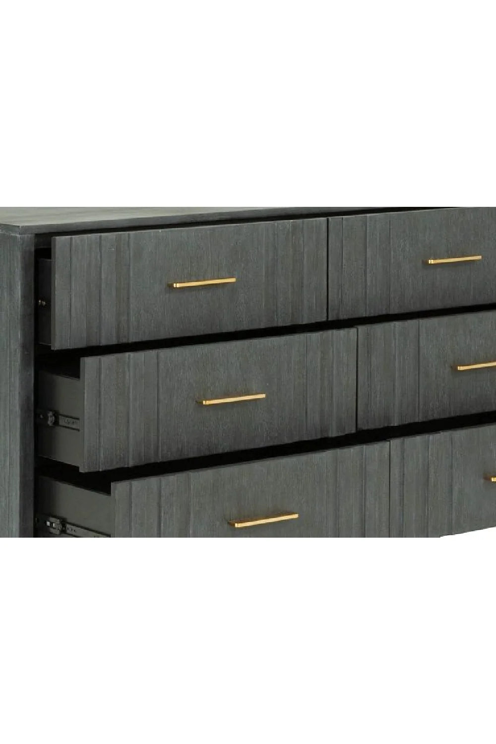 Luxury Modern Dark Gray Acacia 6-Drawer Dresser European Style for Villa