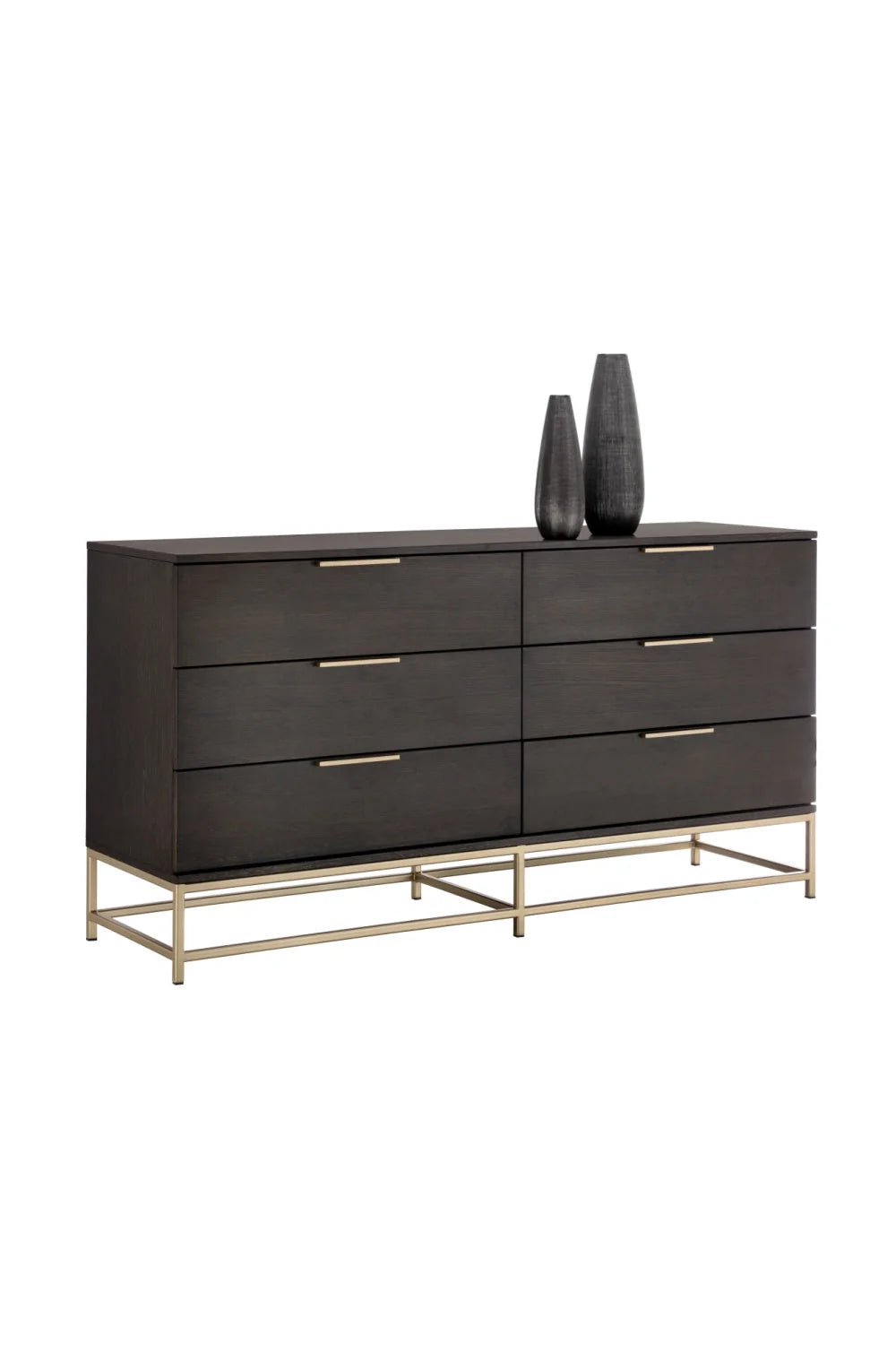 Luxury Modern Dark Gray Oak Dresser European Style for Villa
