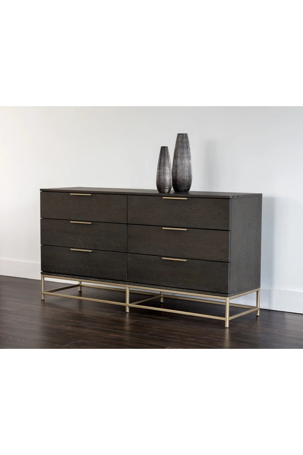 Luxury Modern Dark Gray Oak Dresser European Style for Villa