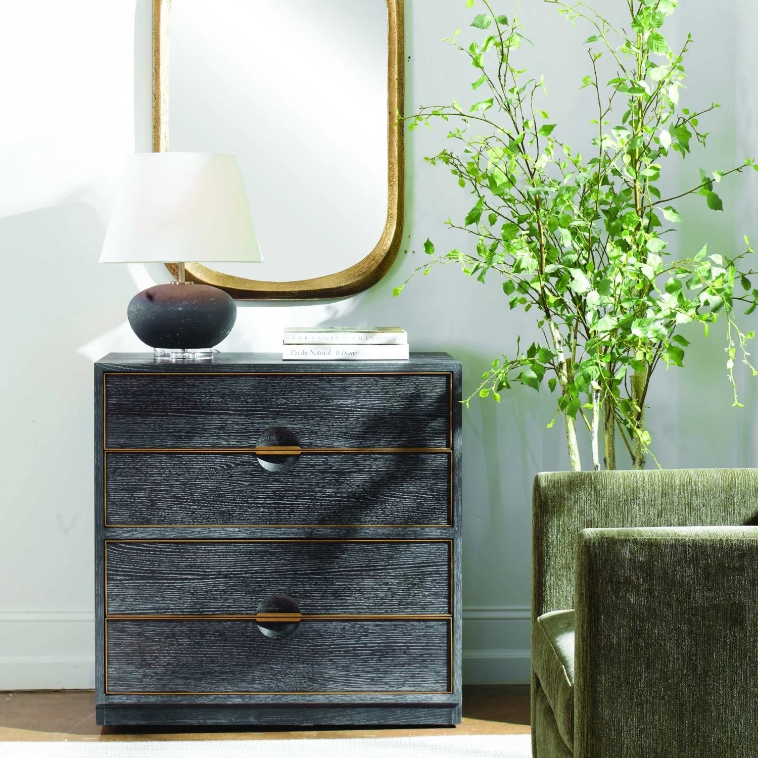 Luxury Modern Dark Oak 4-Drawer Chest European Style for Villa
