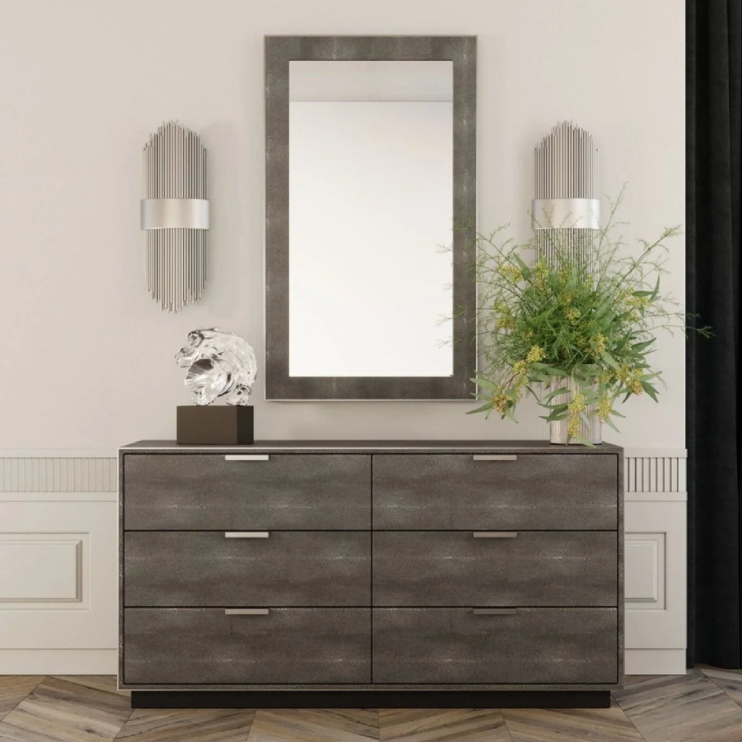 Luxury Modern Dark Shagreen Dresser European Style for Villa