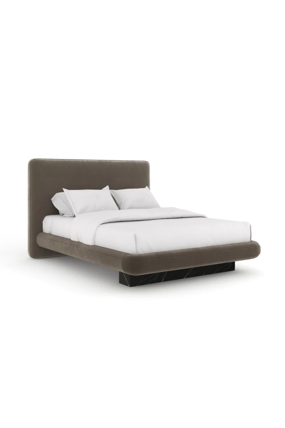 Luxury Modern Dark Taupe Fabric Bed European Style for Villa