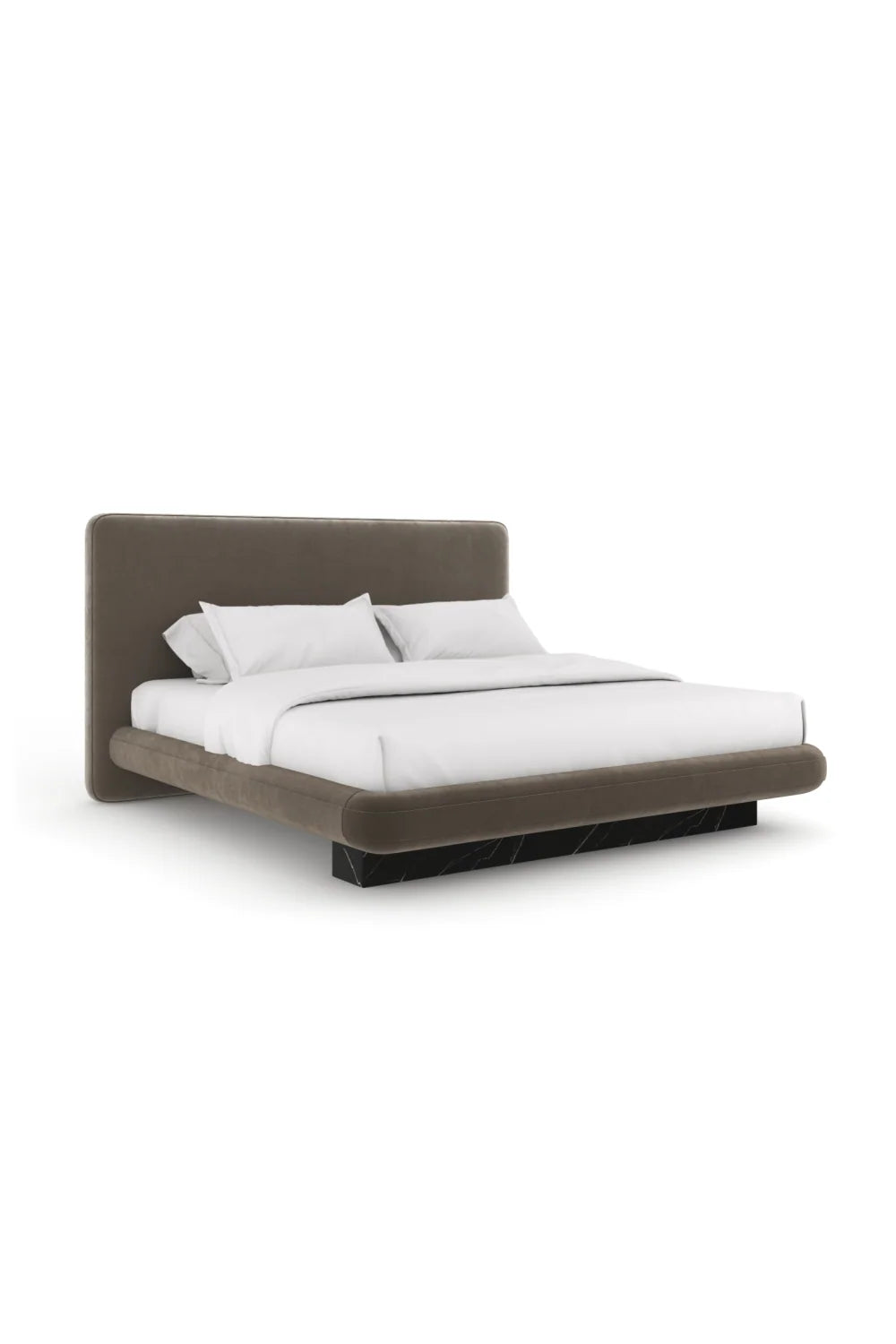 Luxury Modern Dark Taupe Fabric Bed European Style for Villa