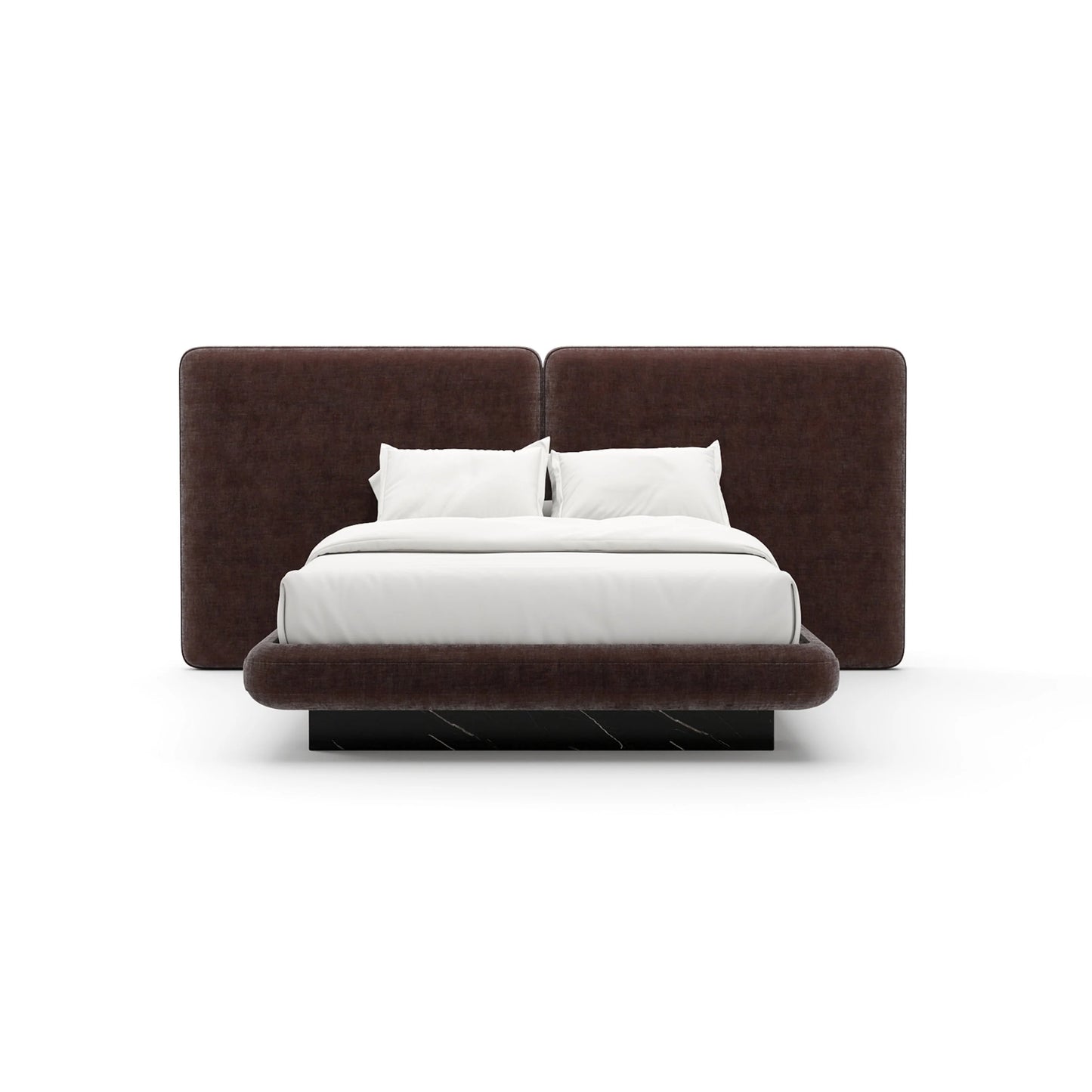 Luxury Modern Dark Taupe Velvet Bed European Style for Villa