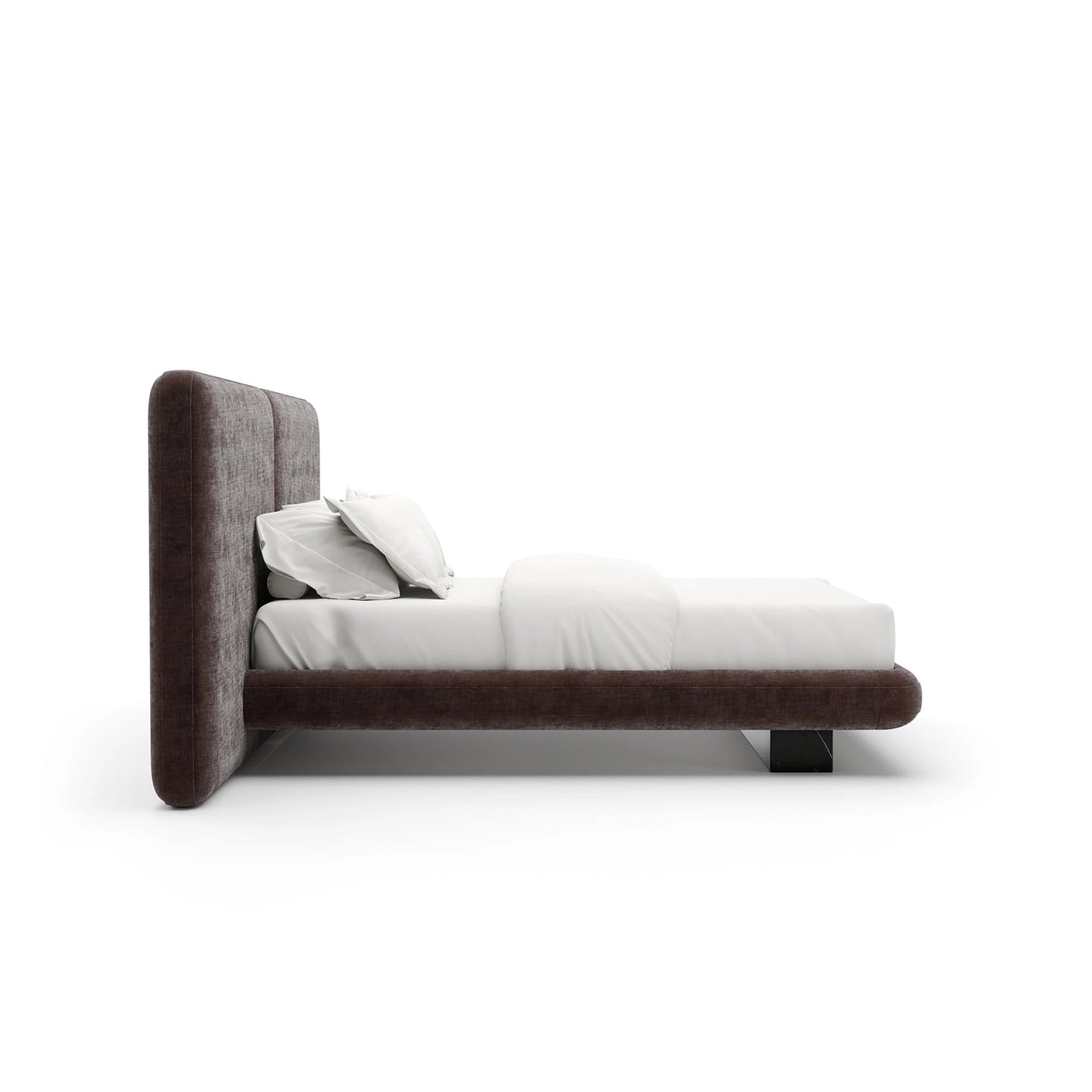 Luxury Modern Dark Taupe Velvet Bed European Style for Villa