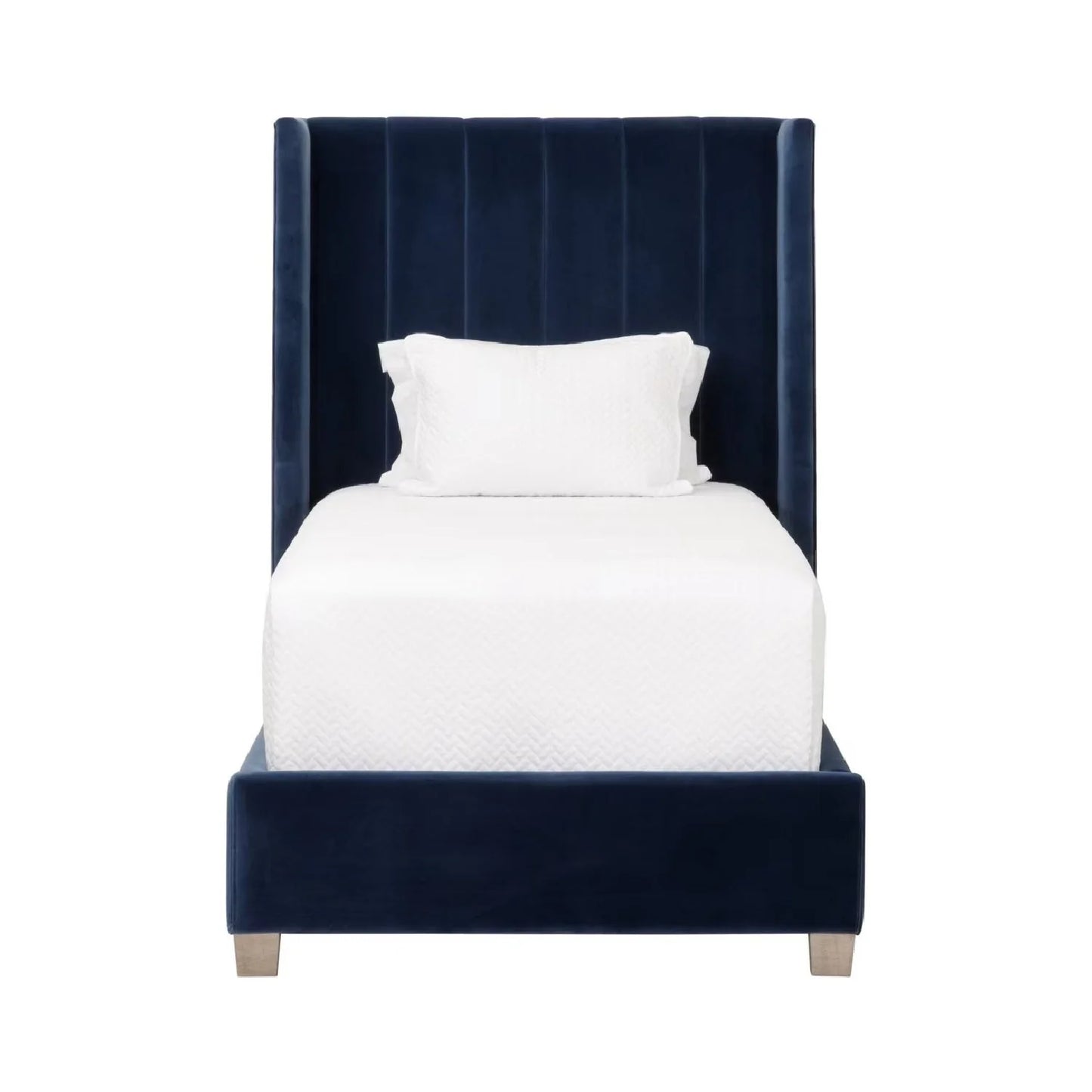 Luxury Modern Denim Blue Velvet Twin Bed European Style for Villa