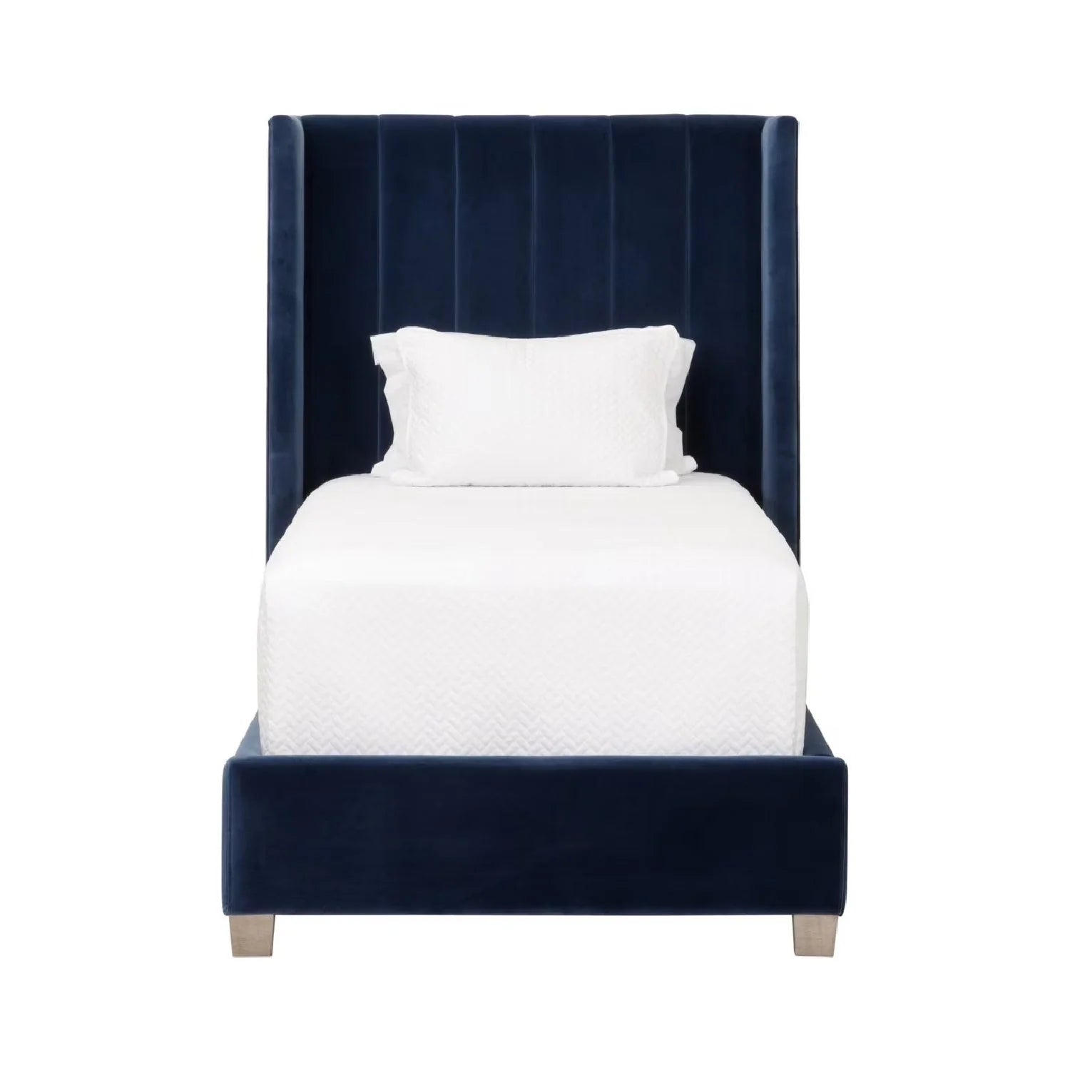 Luxury Modern Denim Blue Velvet Twin Bed European Style for Villa