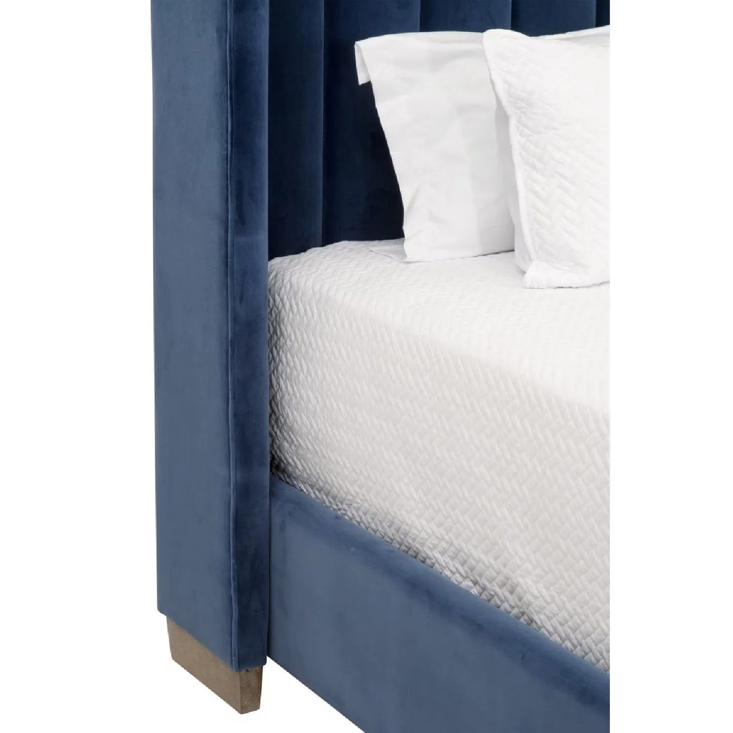 Luxury Modern Denim Blue Velvet Twin Bed European Style for Villa