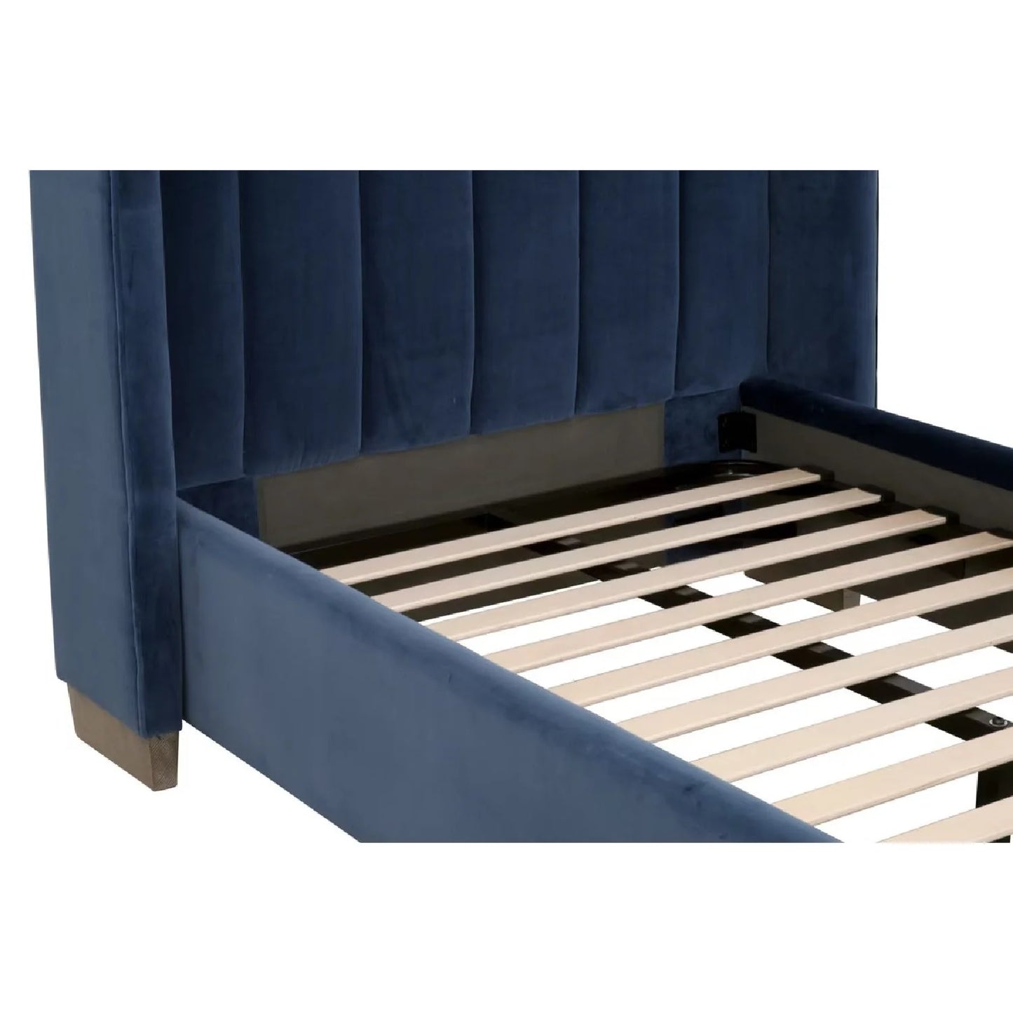 Luxury Modern Denim Blue Velvet Twin Bed European Style for Villa