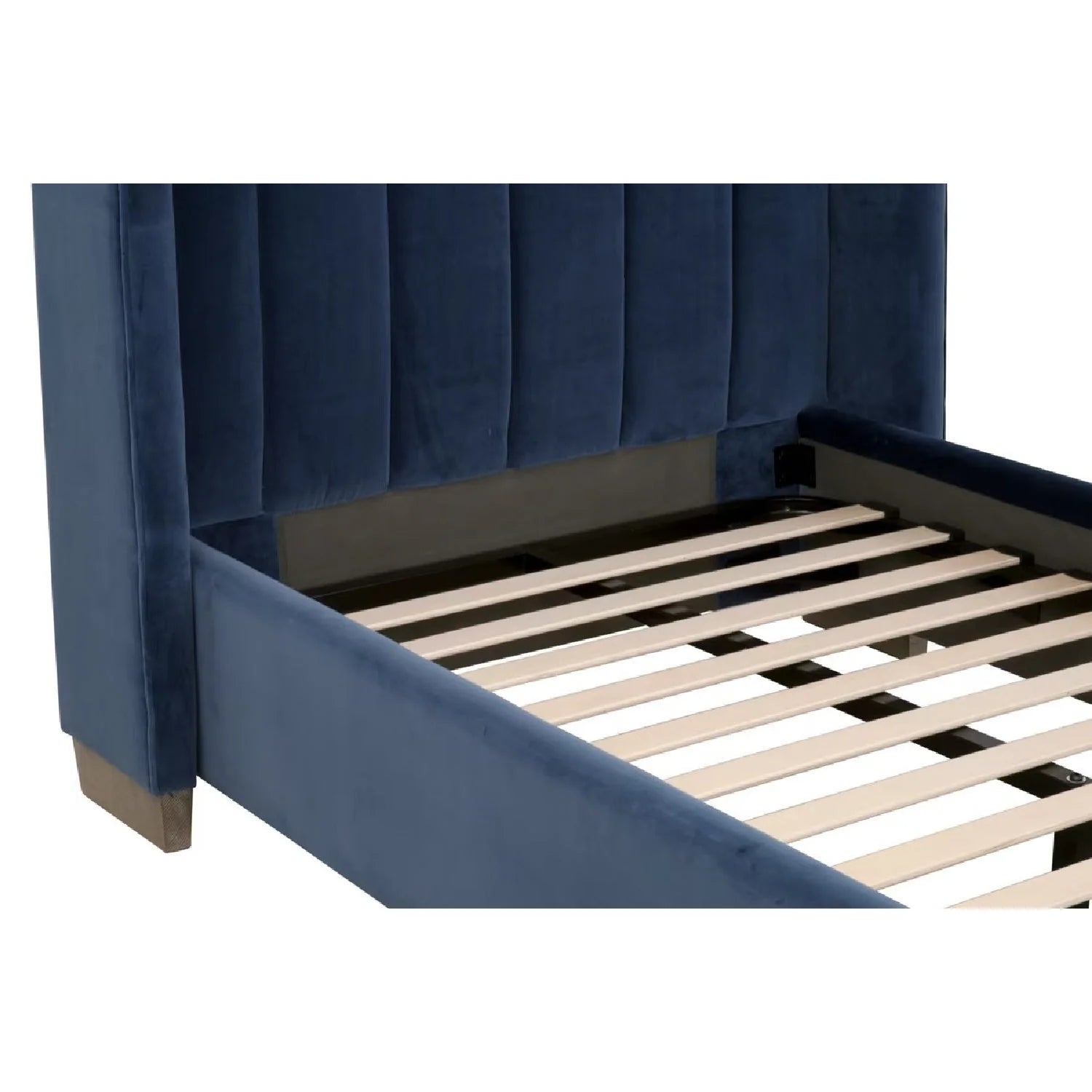 Luxury Modern Denim Blue Velvet Twin Bed European Style for Villa