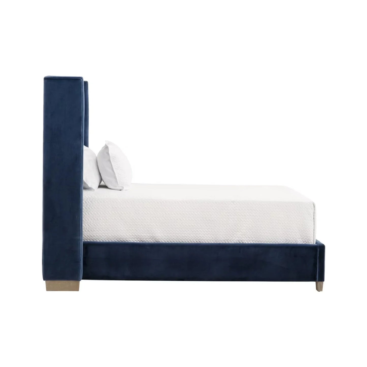 Luxury Modern Denim Blue Velvet Twin Bed European Style for Villa