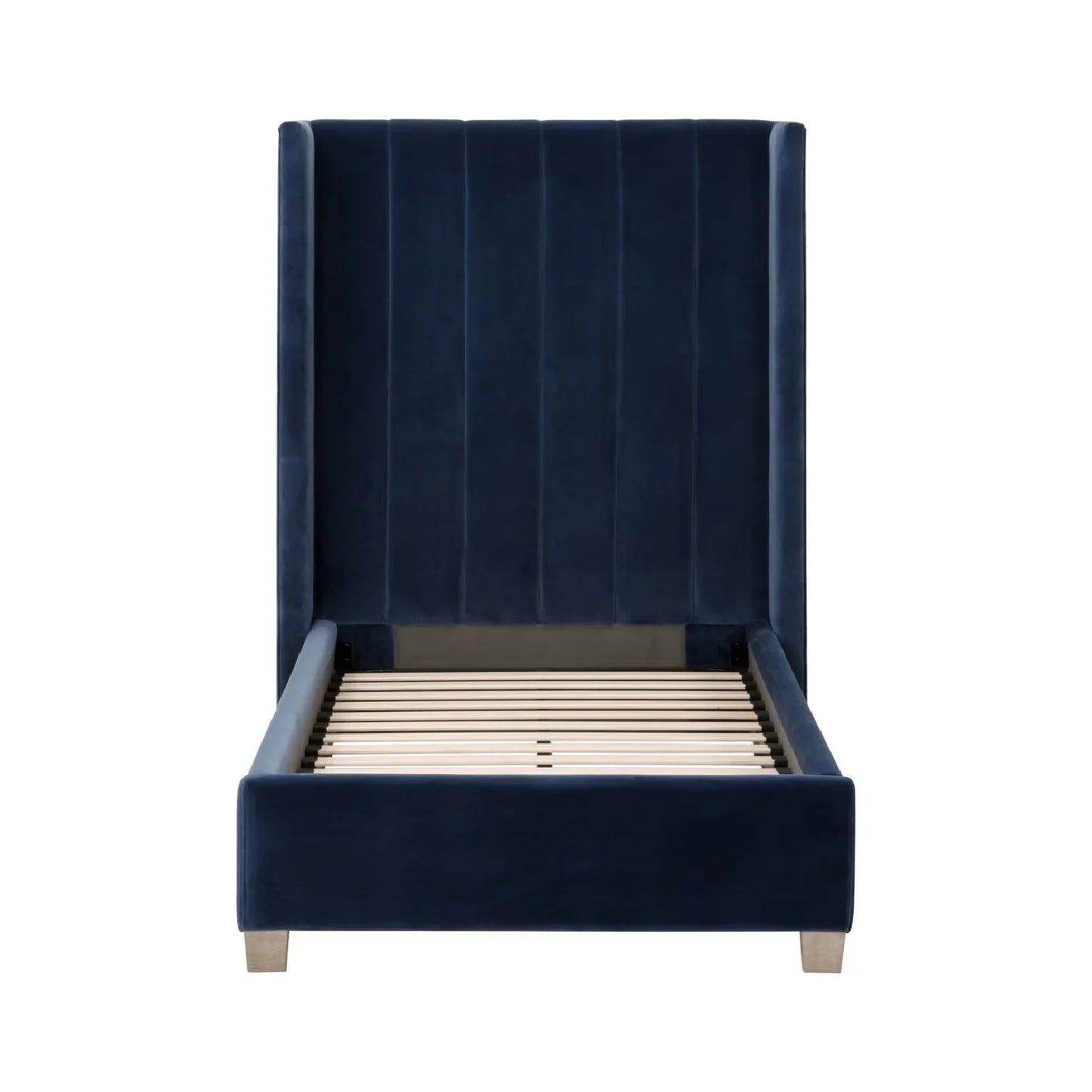 Luxury Modern Denim Blue Velvet Twin Bed European Style for Villa