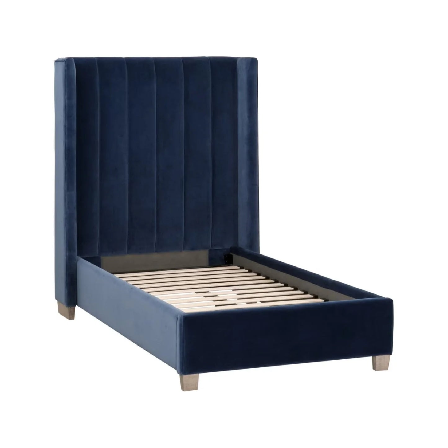 Luxury Modern Denim Blue Velvet Twin Bed European Style for Villa