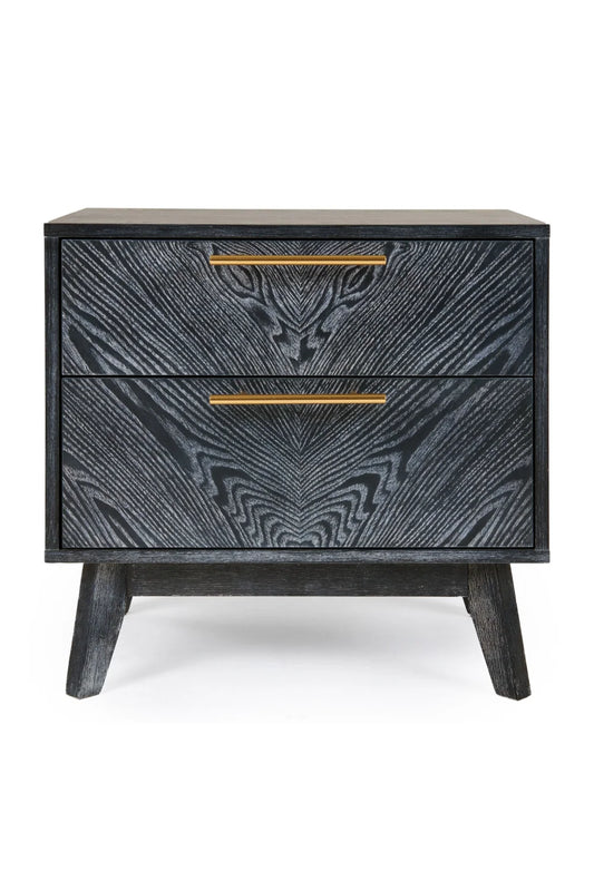 Luxury Modern Diana 2-Drawer Gray Ash Nightstand European Style for Villa