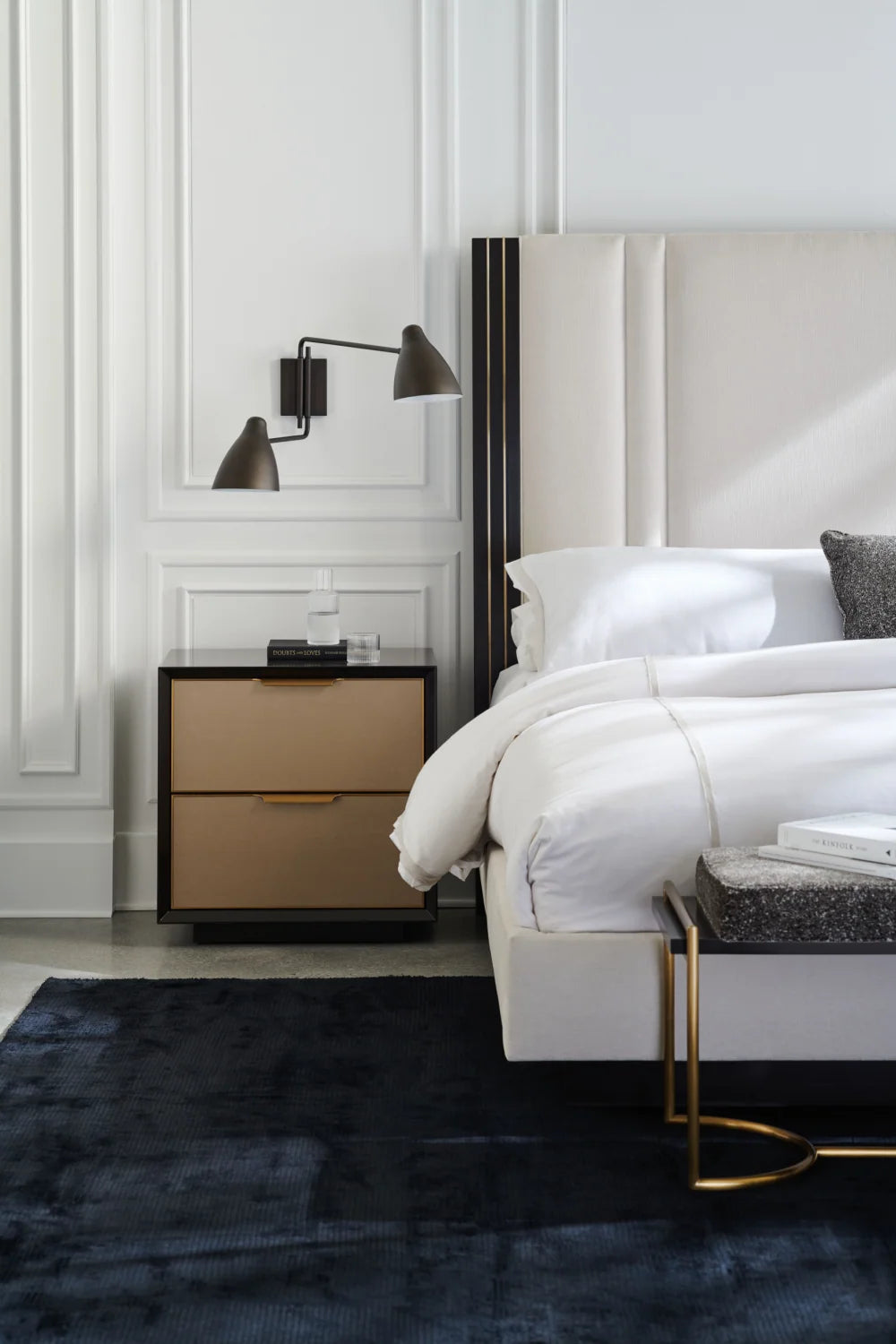 Luxury Modern Double Wrap 2-Drawer Nightstand European Style for Villa
