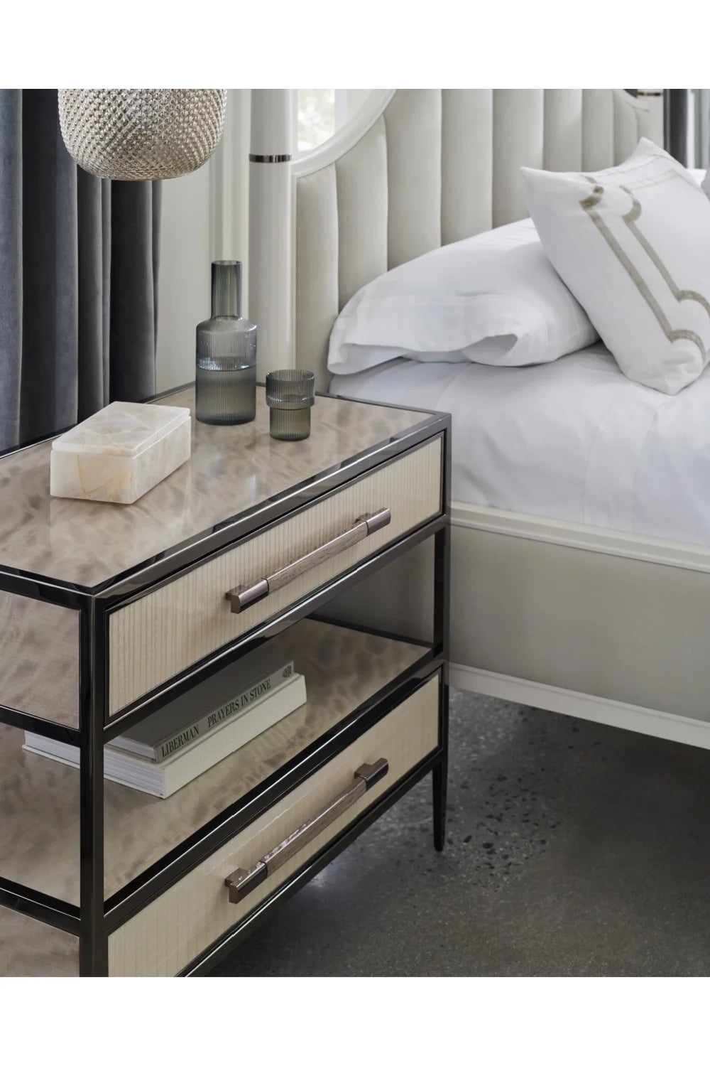 Luxury Modern Dual Impressions Nightstand European Style for Villa