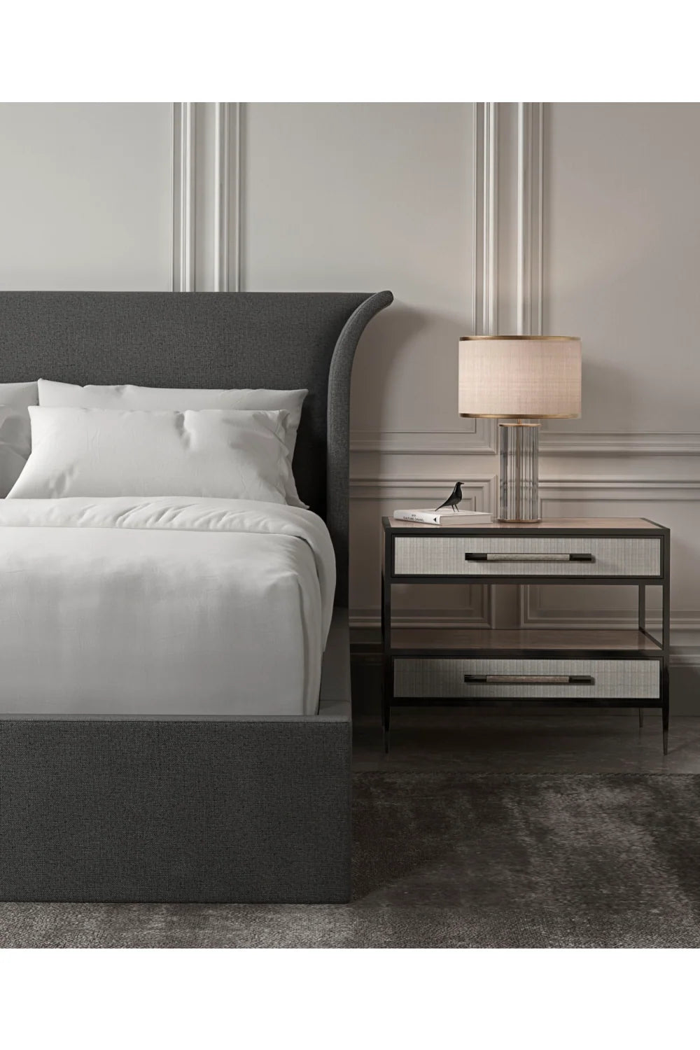 Luxury Modern Dual Impressions Nightstand European Style for Villa