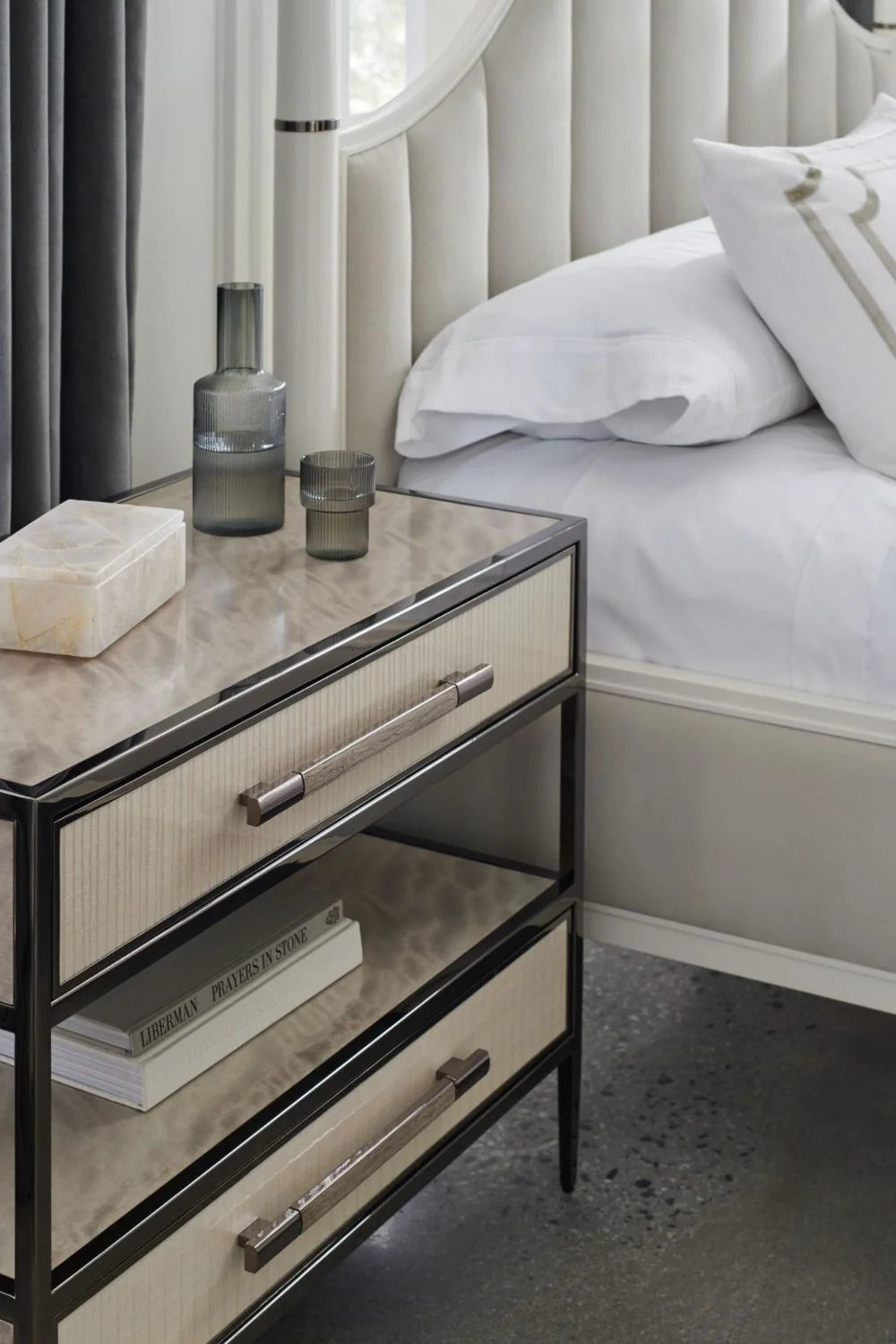 Luxury Modern Dual Impressions Nightstand European Style for Villa