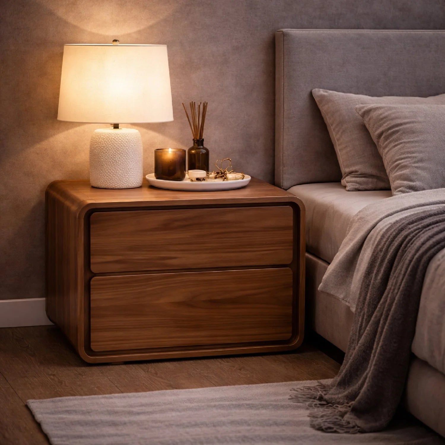 Luxury Modern Dustin Wood Nightstand European Style for Villa