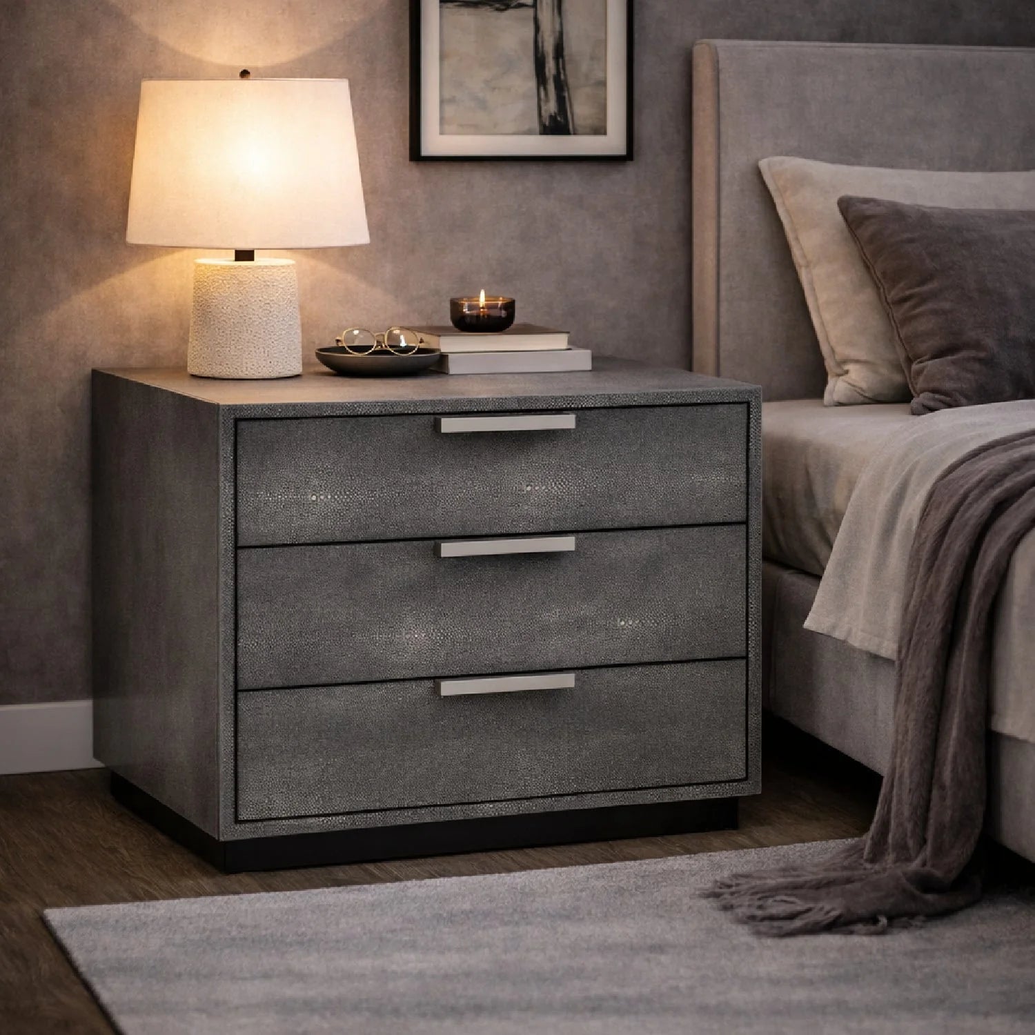 Luxury Modern Dynasty 3-Drawer Nightstand European Style for Villa