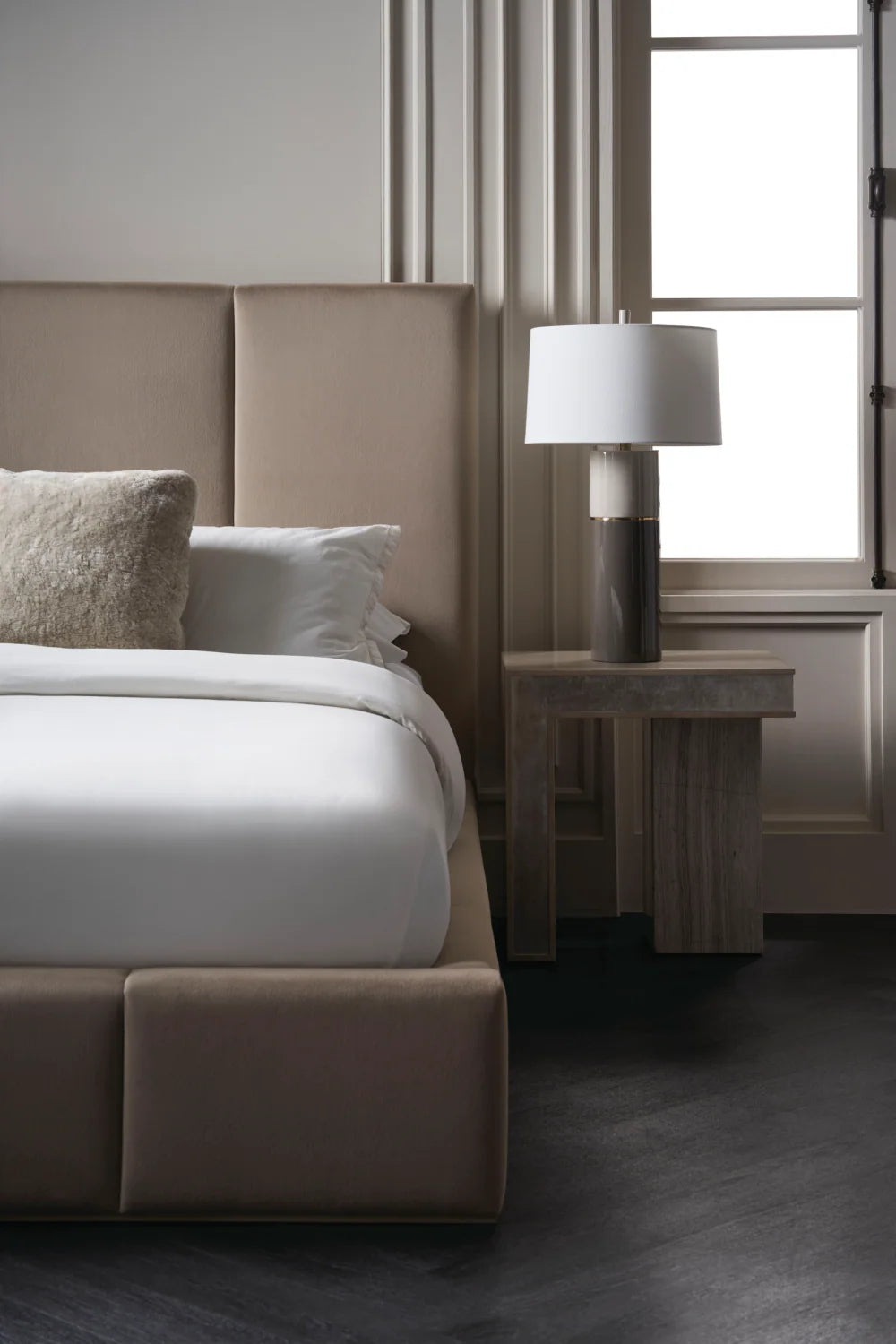 Luxury Modern Ecru Fabric Bed European Style for Villa
