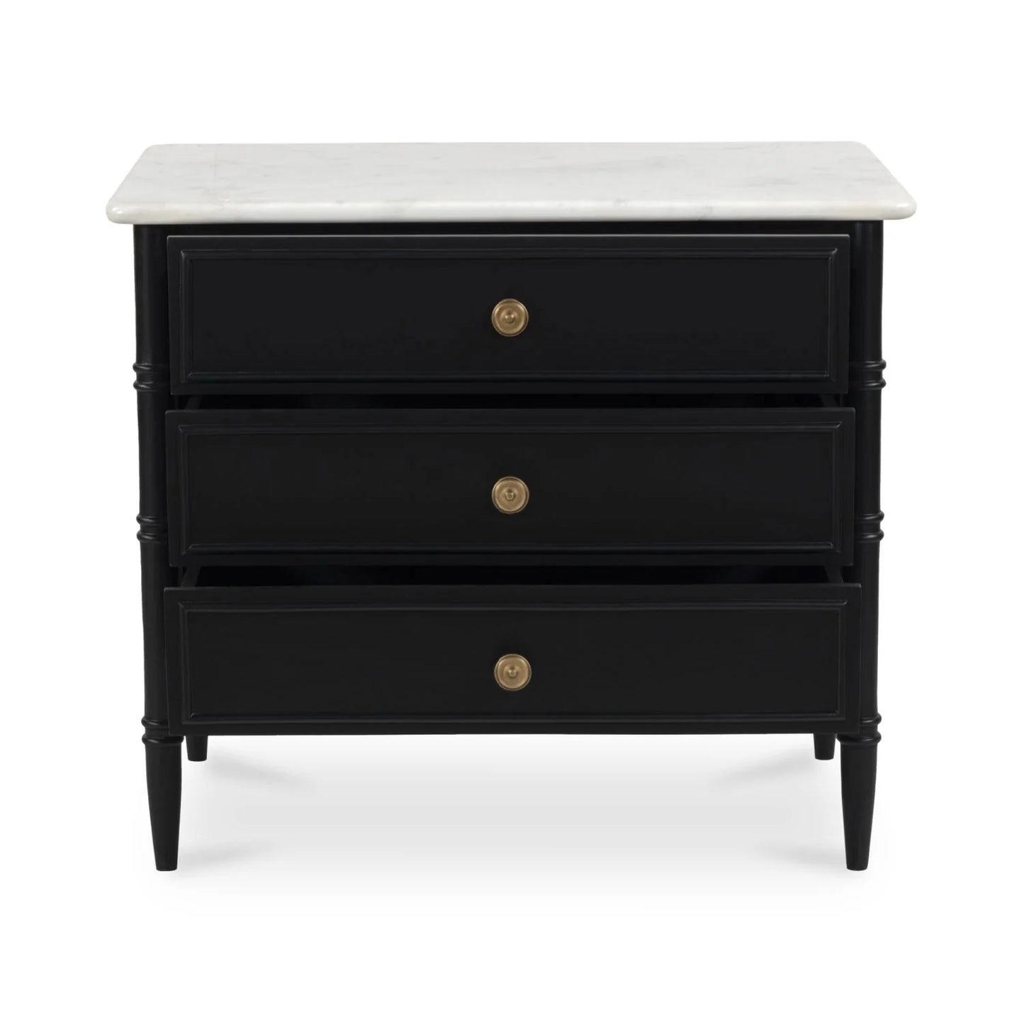 Luxury Modern Eleanor 3-Drawer Black Nightstand European Style for Villa